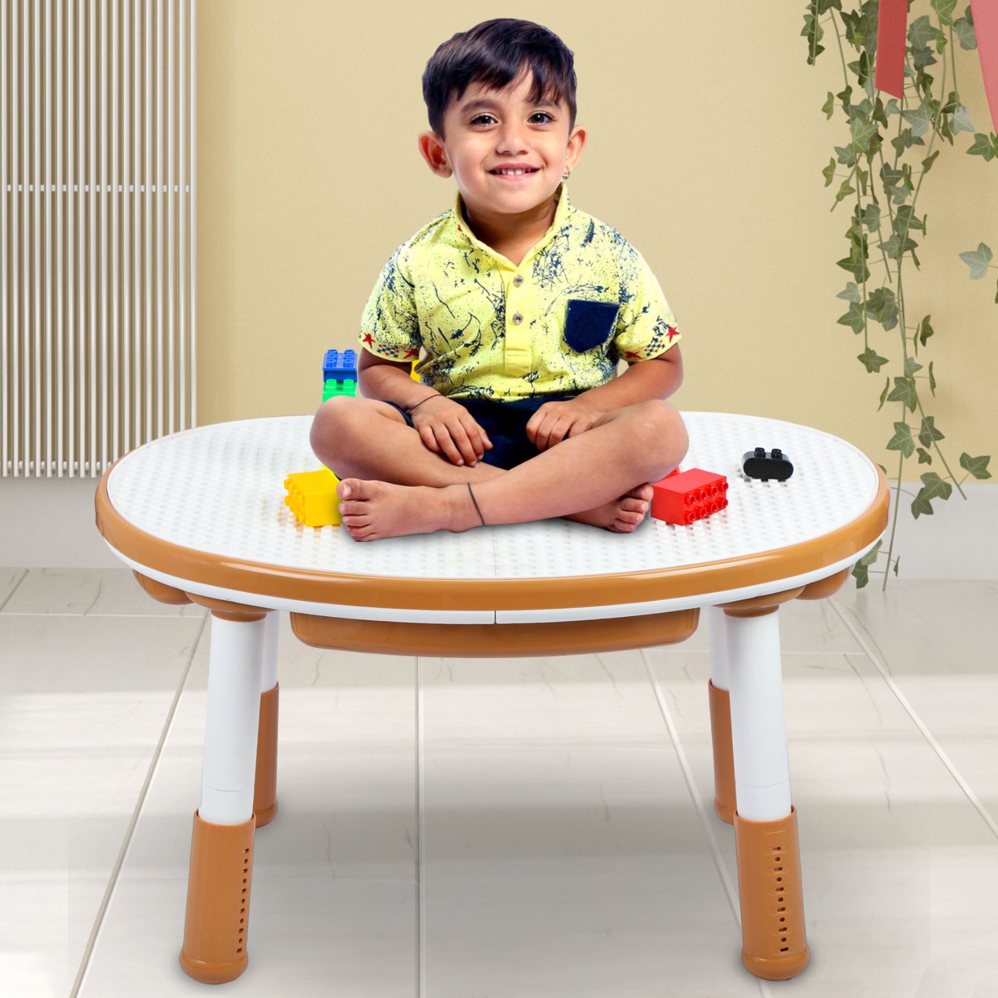 Blocks cum Sensory Table with chair - Brown color