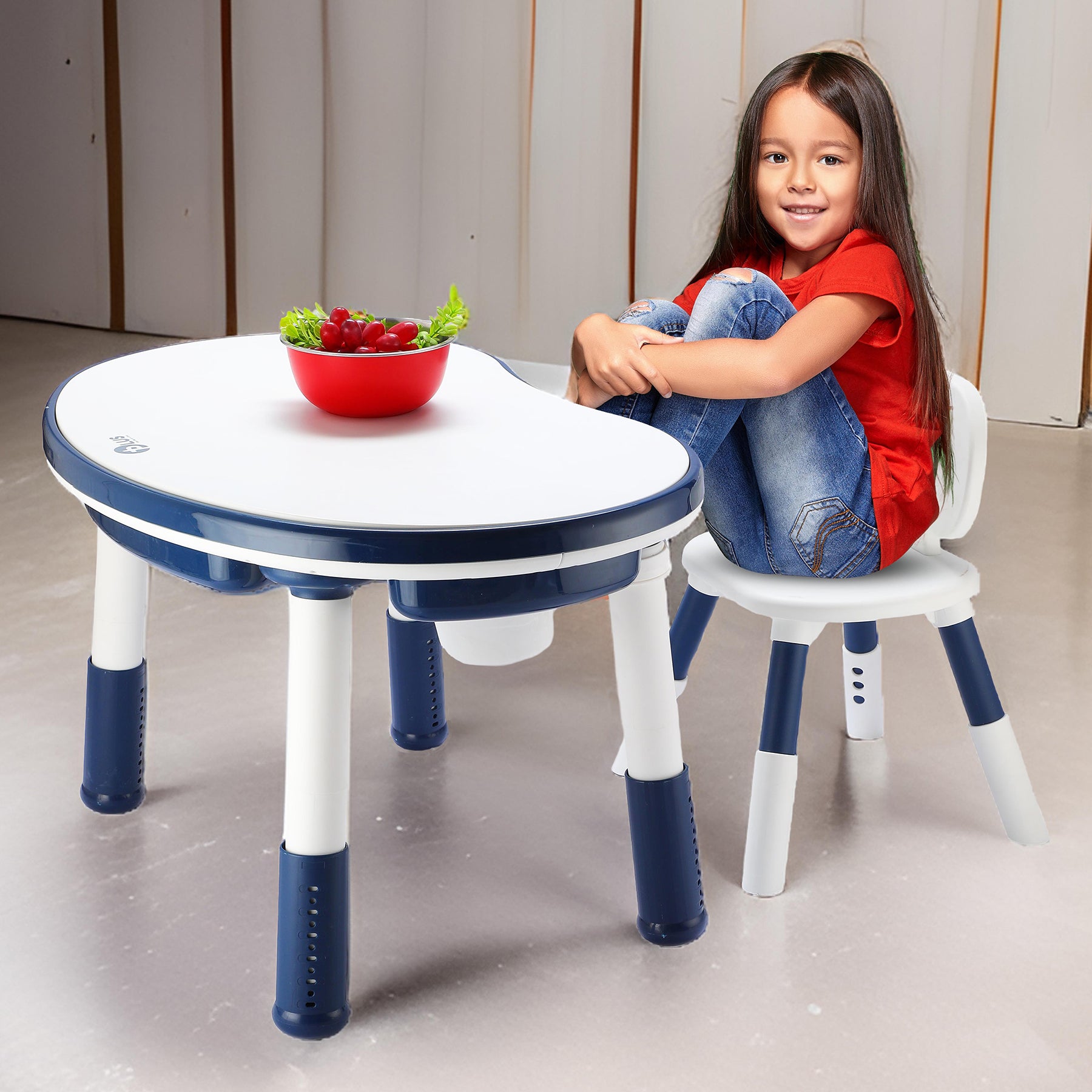Blocks cum Sensory Table with chair - Blue color