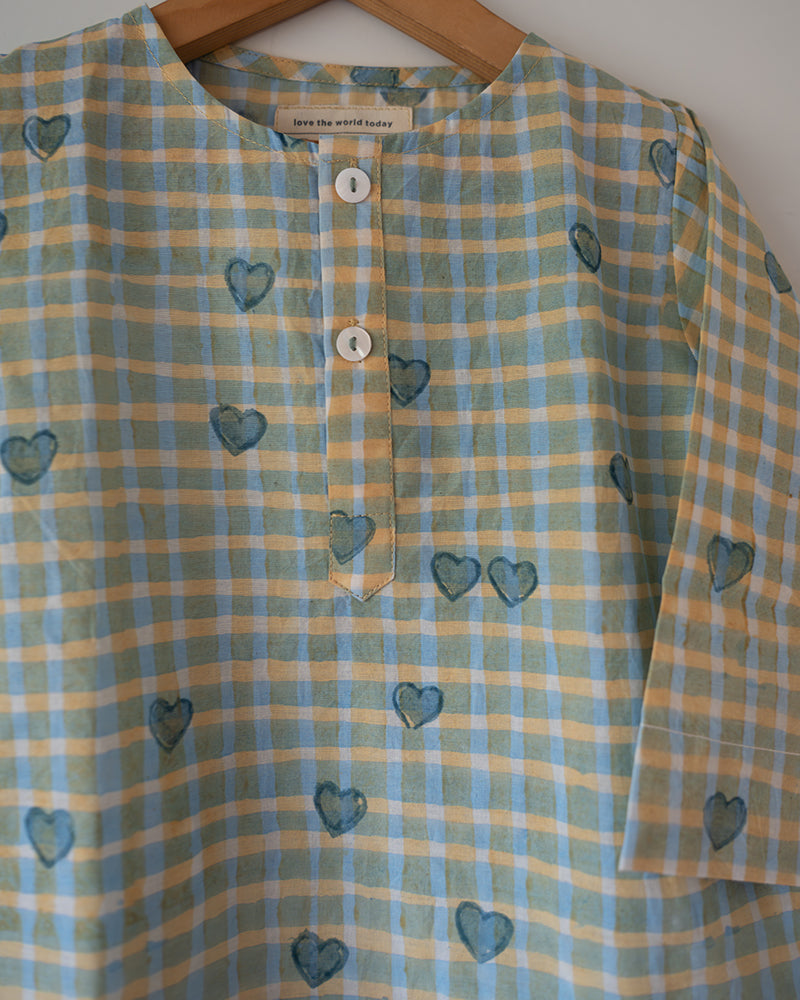 I want to be like Grandpa Kurta Pajama set in Blue Baked with Love print