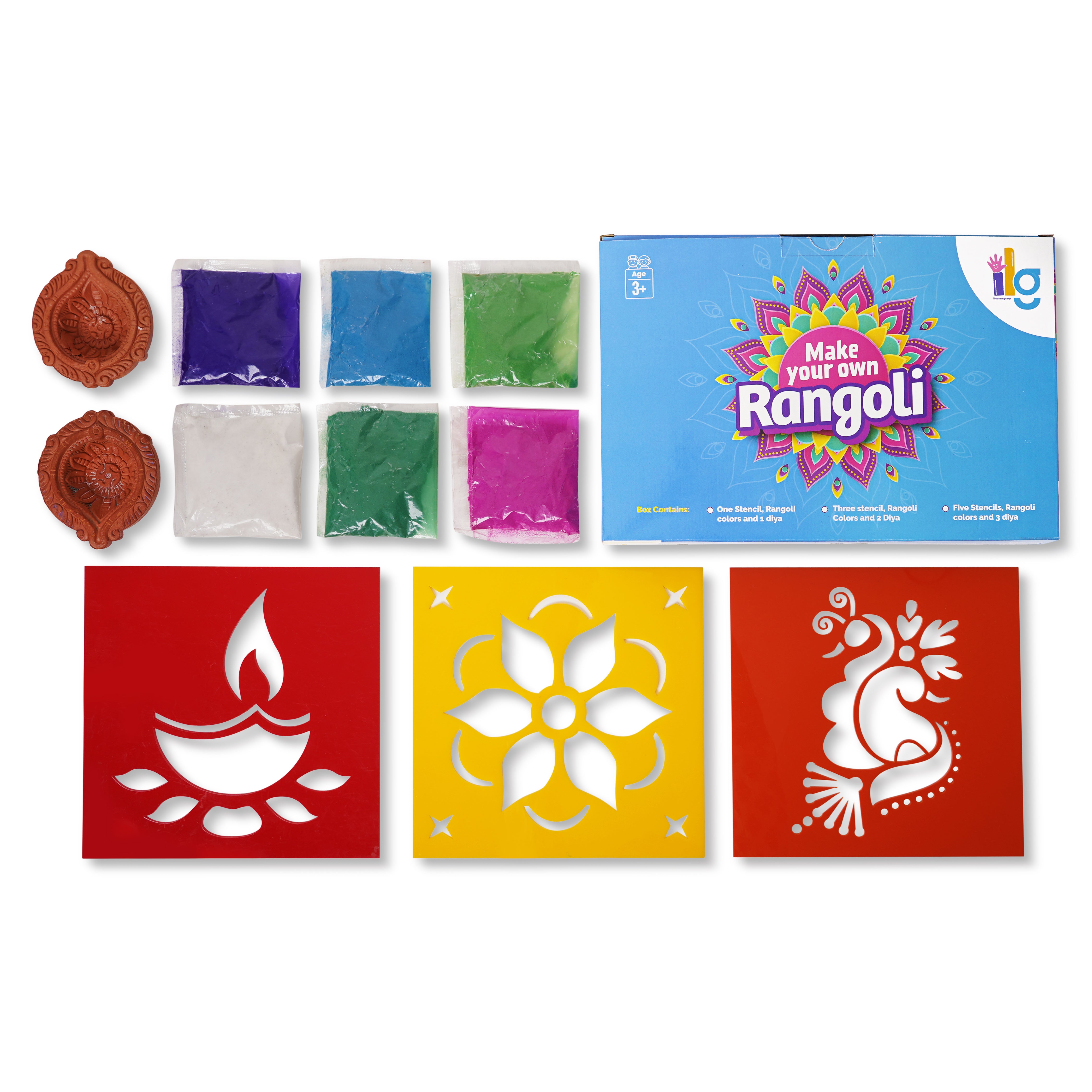 Diwali DIY Rangoli Kit - Set Of Three Stencil