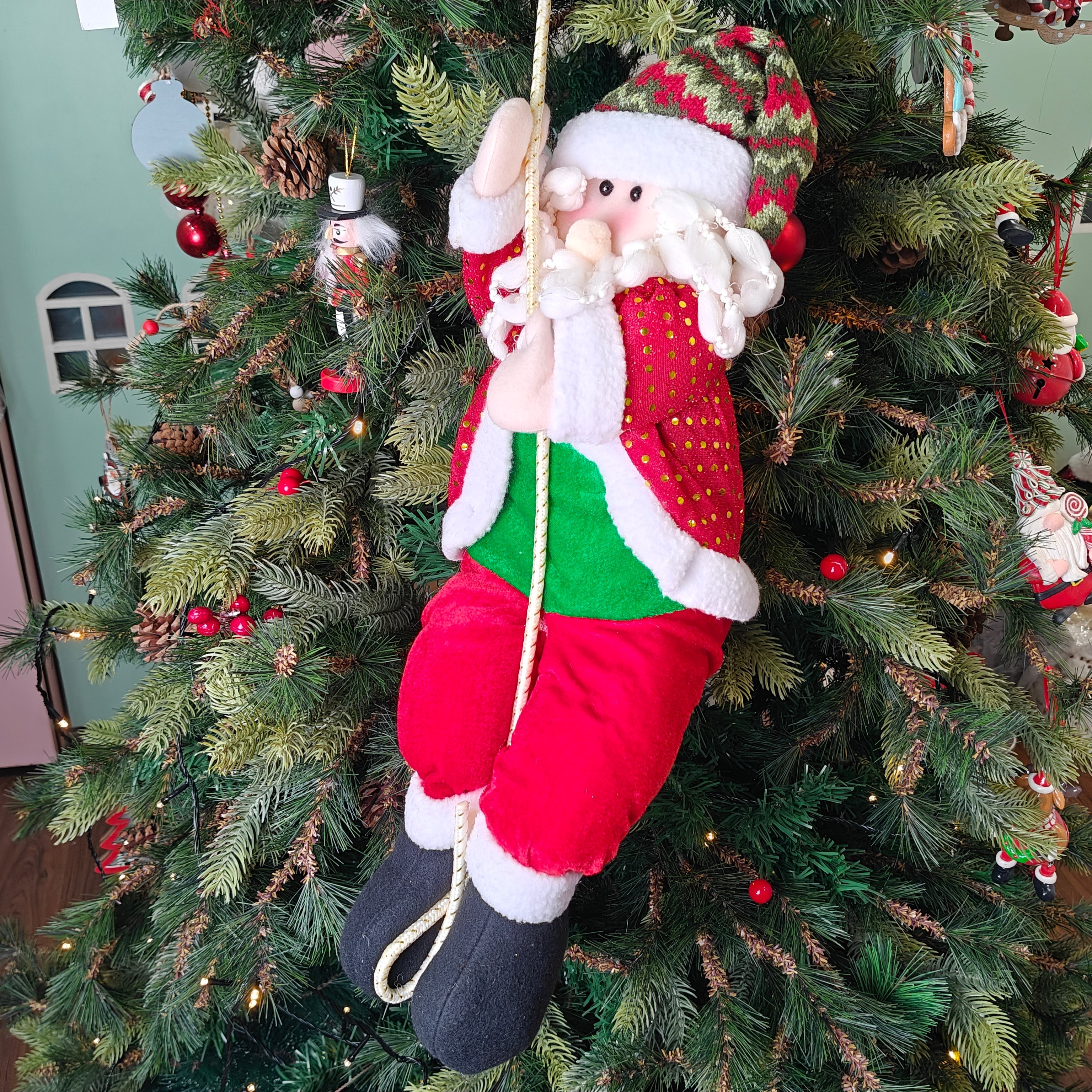 Evergreen Santa on a Tree