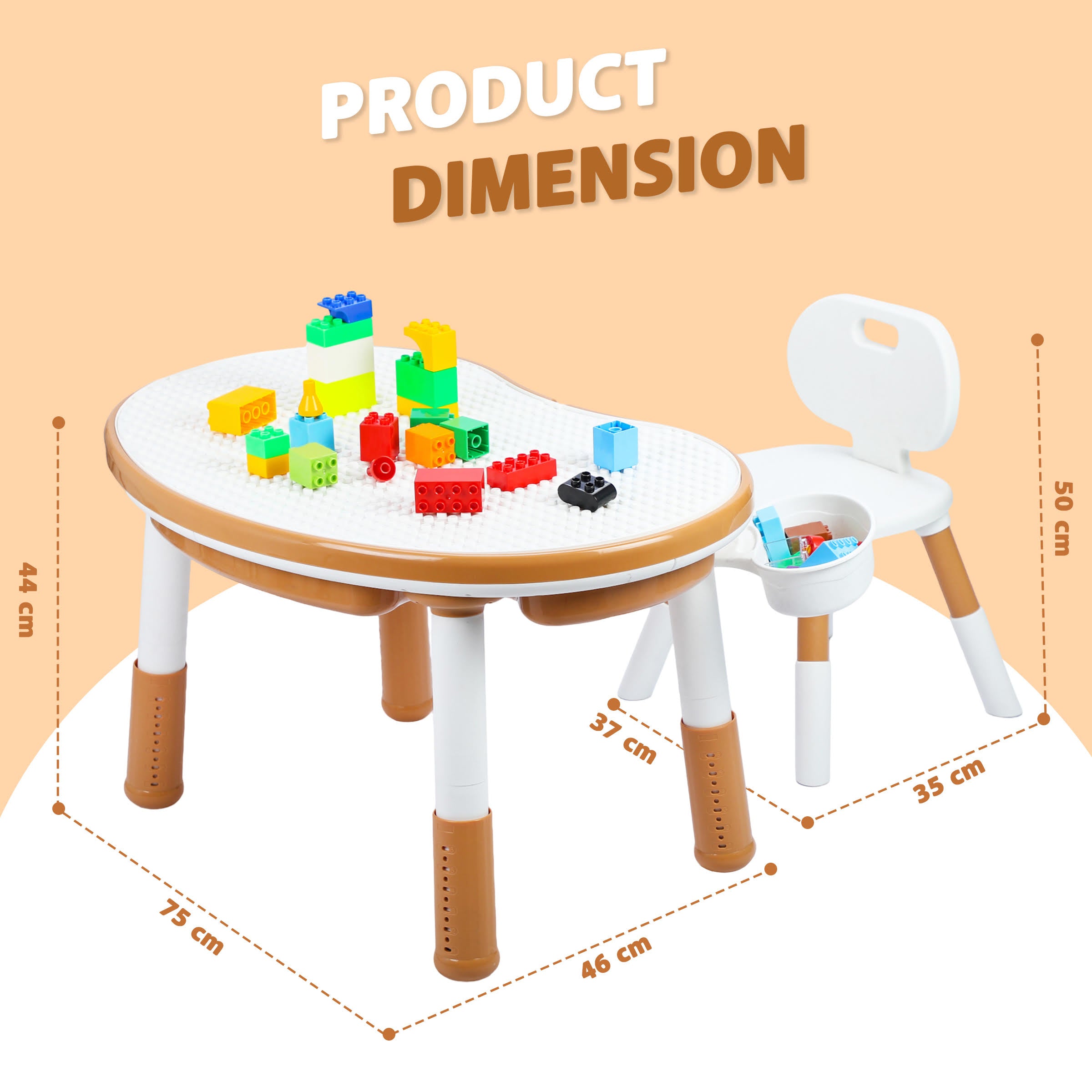 Blocks cum Sensory Table with chair - Brown color