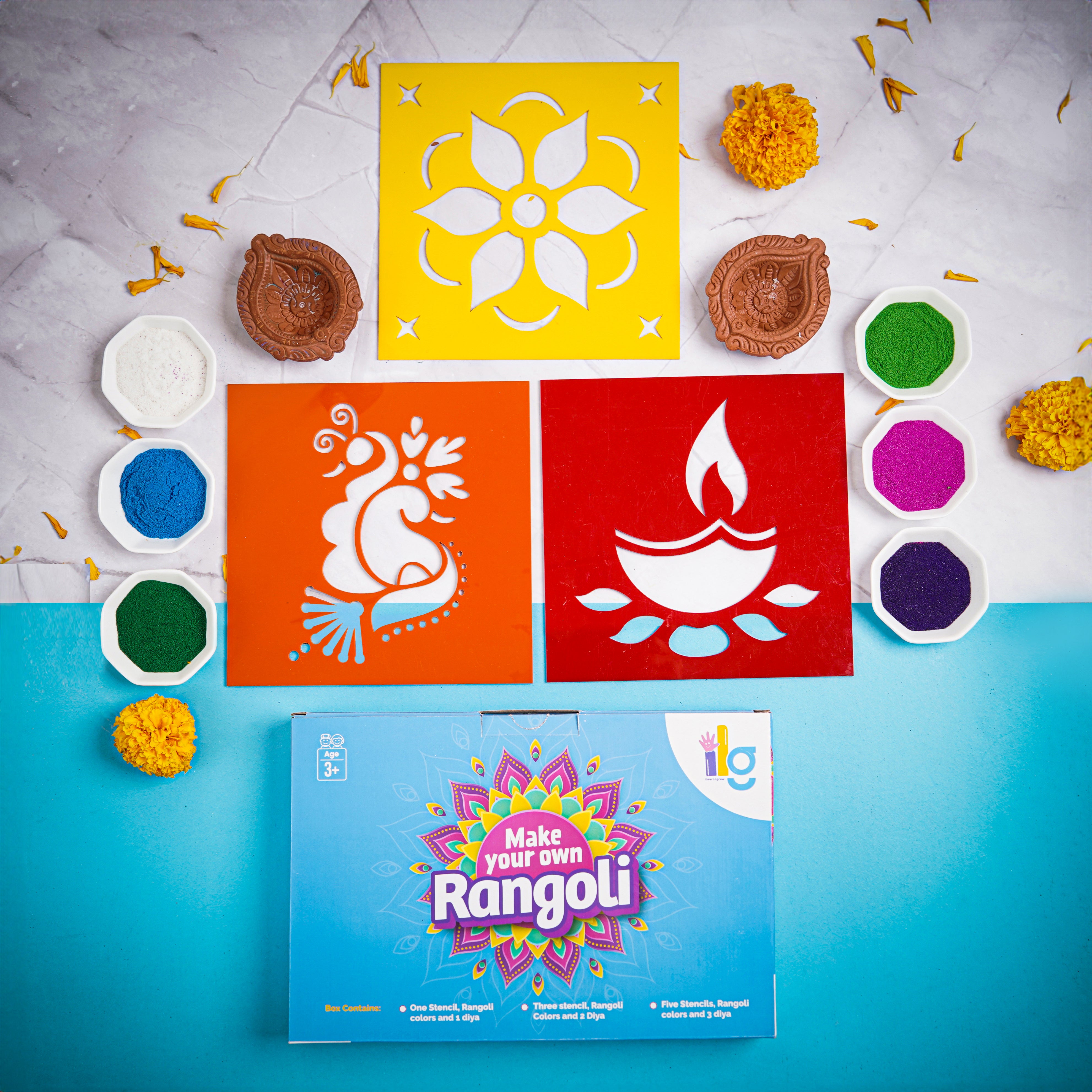 Diwali DIY Rangoli Kit - Set Of Three Stencil