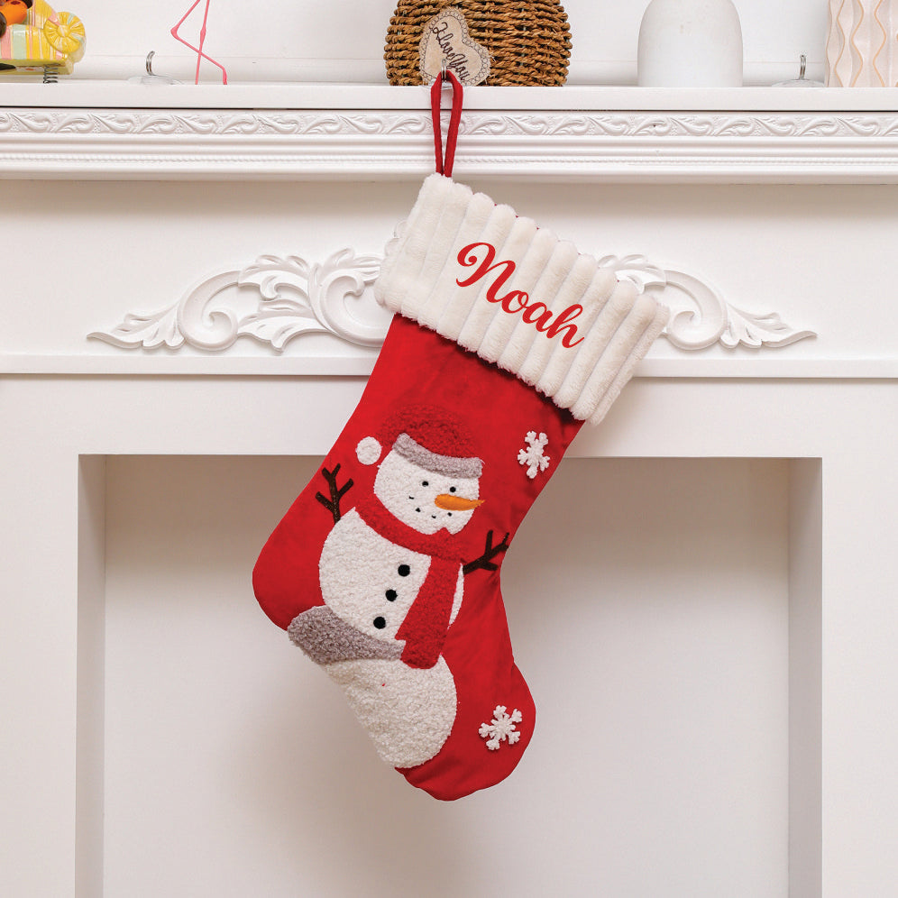 Santa and Frosty Festive Stocking - Snowy Snowman