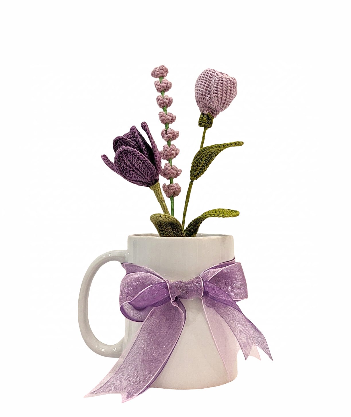 Heartfelt Beauty: Crochet Bloosm flower & Tulip for Gifting Mug Bouquet