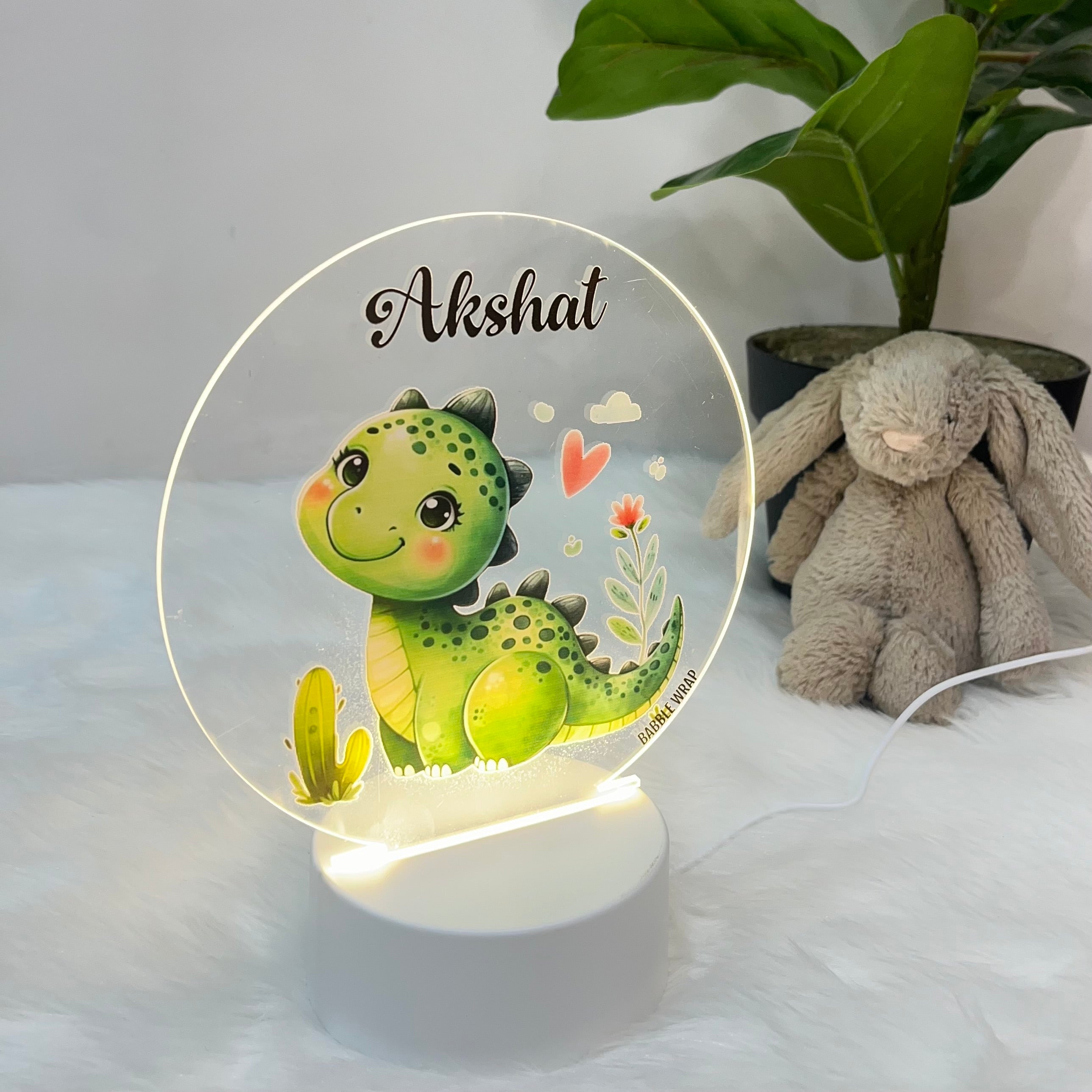 Dino’s Cheerful Glow - Acrylic LED Night Lamp