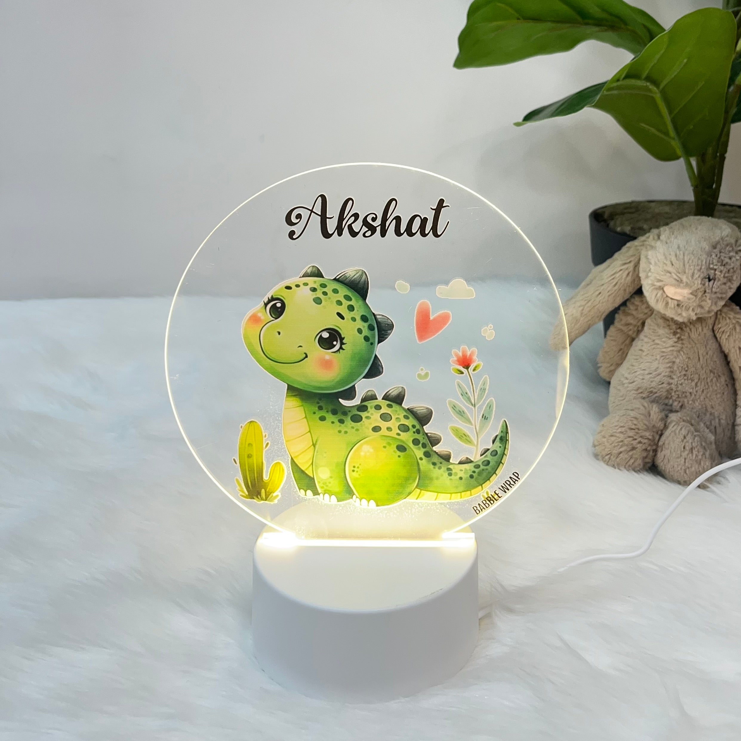 Dino’s Cheerful Glow - Acrylic LED Night Lamp