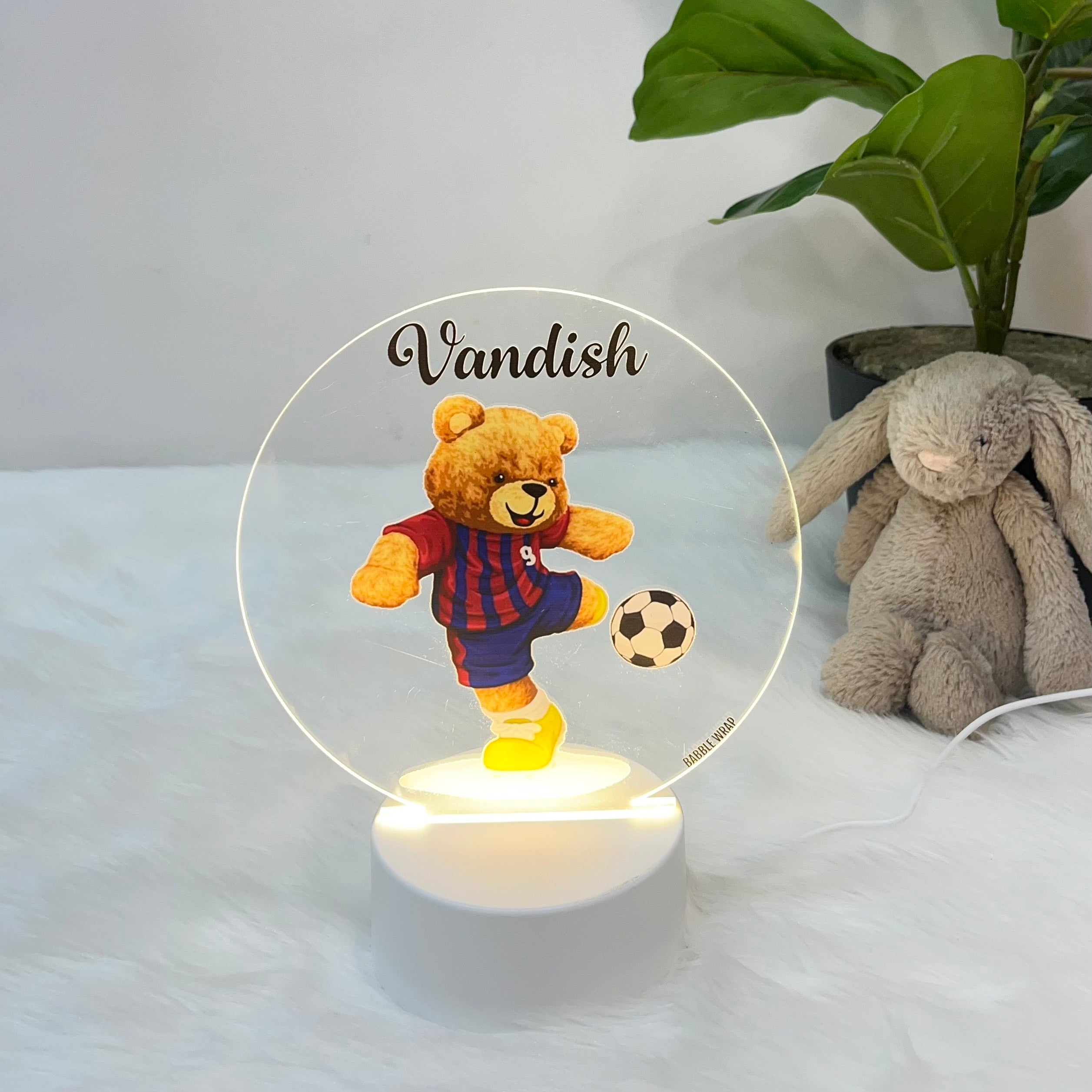 Teddy’s Soccer Swing - Acrylic LED Night Lamp