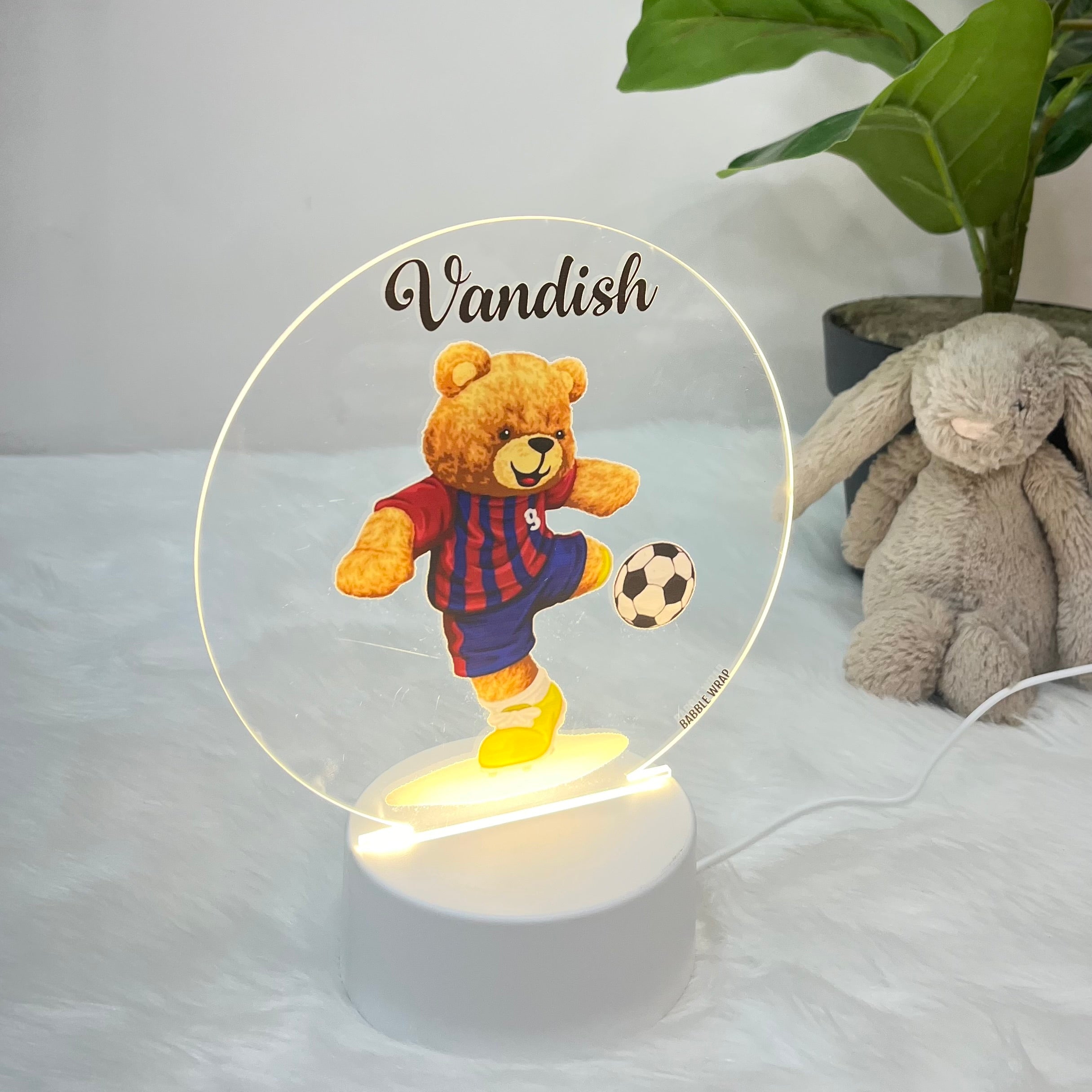 Teddy’s Soccer Swing - Acrylic LED Night Lamp