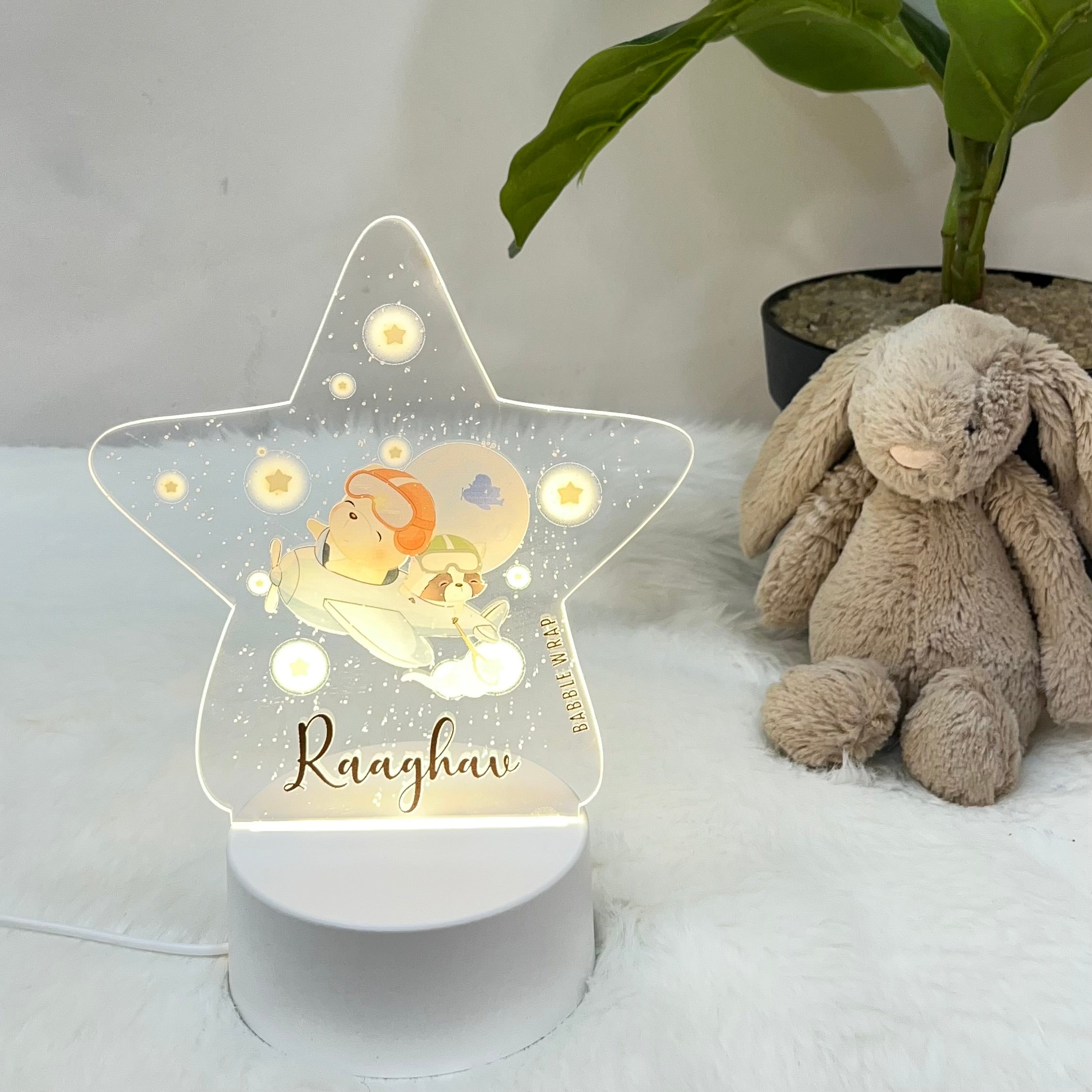 Teddy's Sky Ride - Acrylic LED Night Lamp