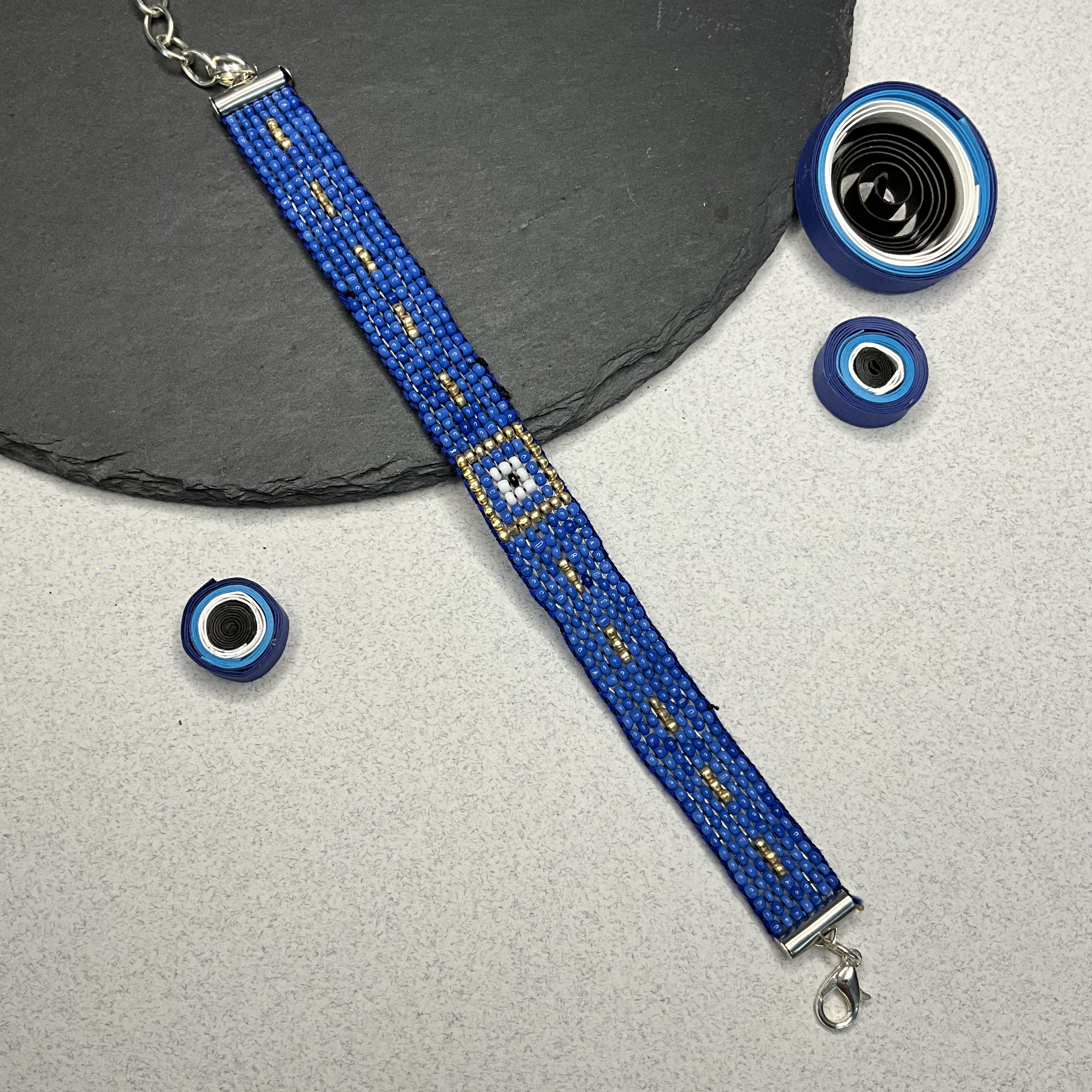 Blue Evil Eye Beaded Rakhi Bracelet