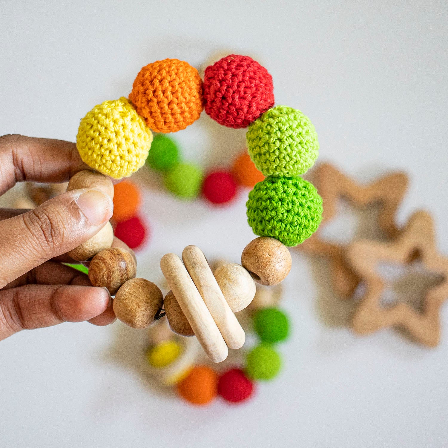 Ball Rattle - Wooden Crochet