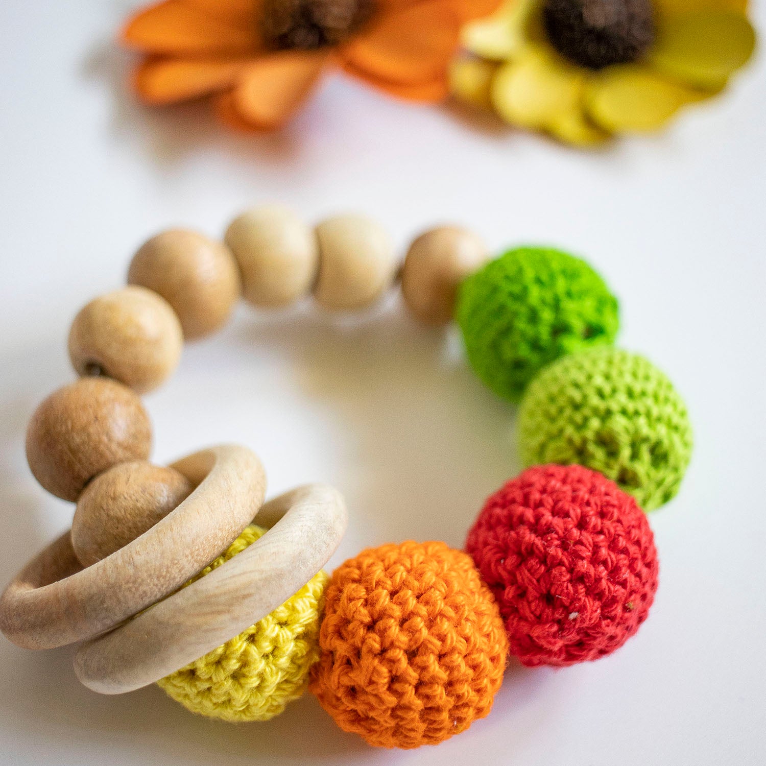 Wooden Crochet Rattle and Teether