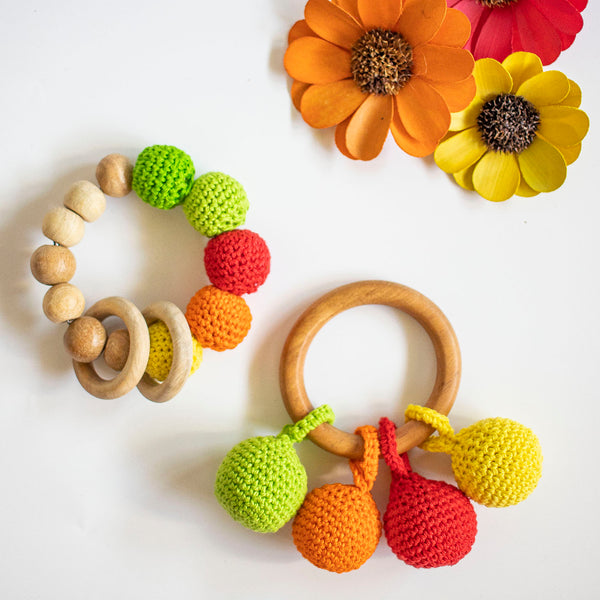 Wooden Crochet Rattle and Teether