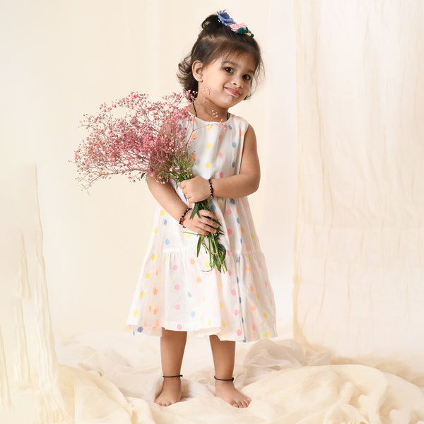 Organic Cotton Polka Dot Dress & Rose Clip, Bow Set/Gift Set-Gift Set