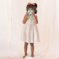 Organic Cotton Muslin Flower Dress & Sunflower Rubberbands Set