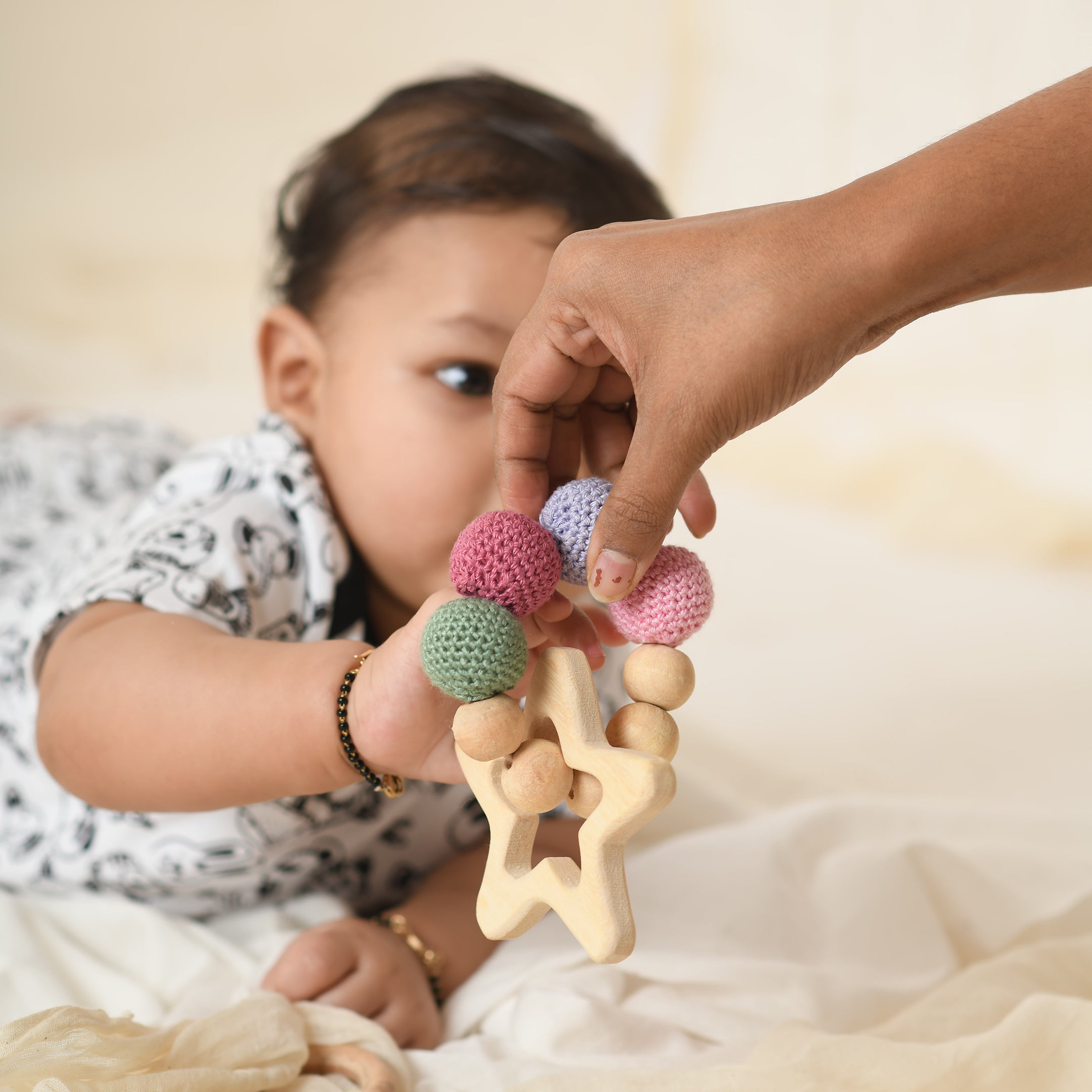 Star Rattle and Teether - Neem Wood