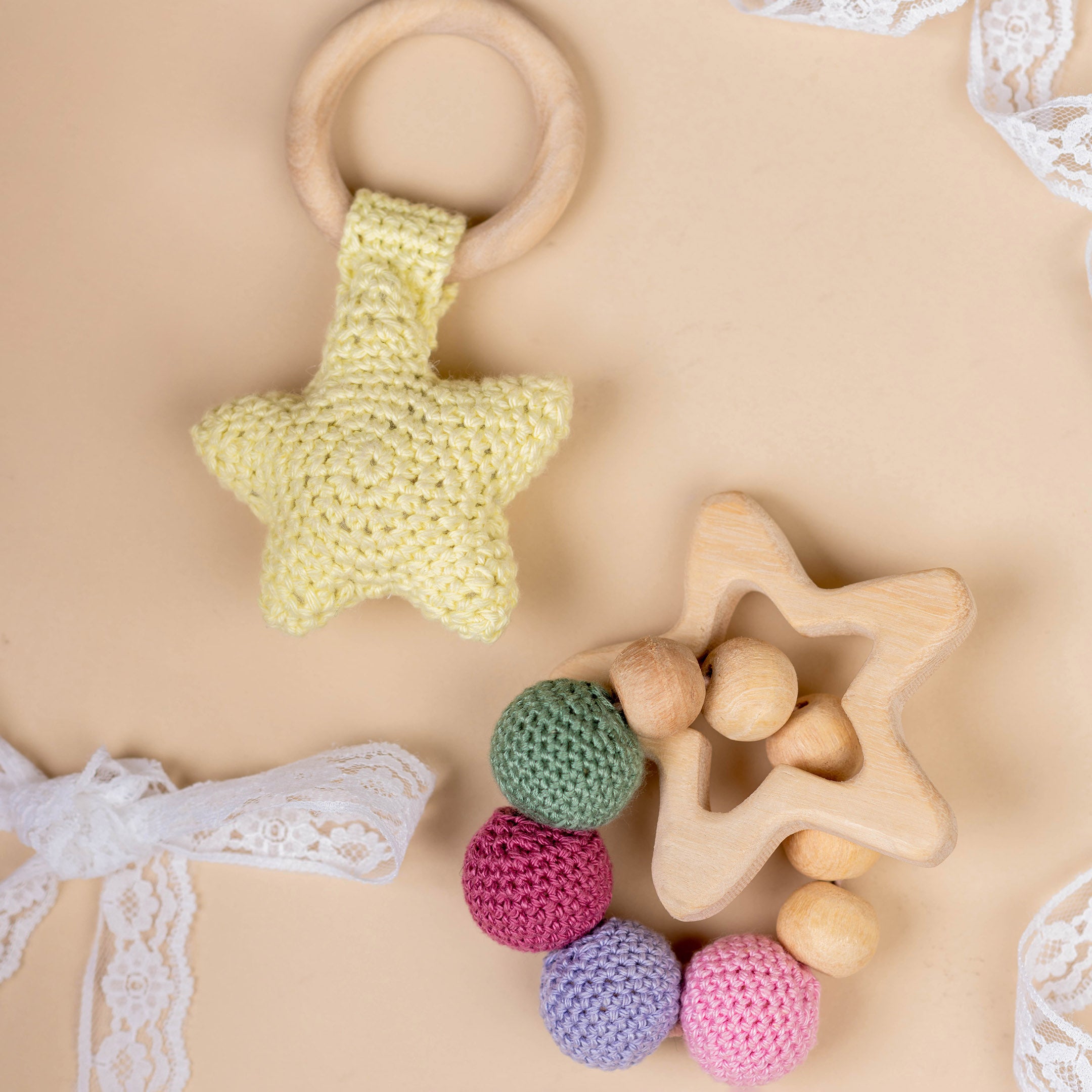 Star Rattle and Teether - Neem Wood