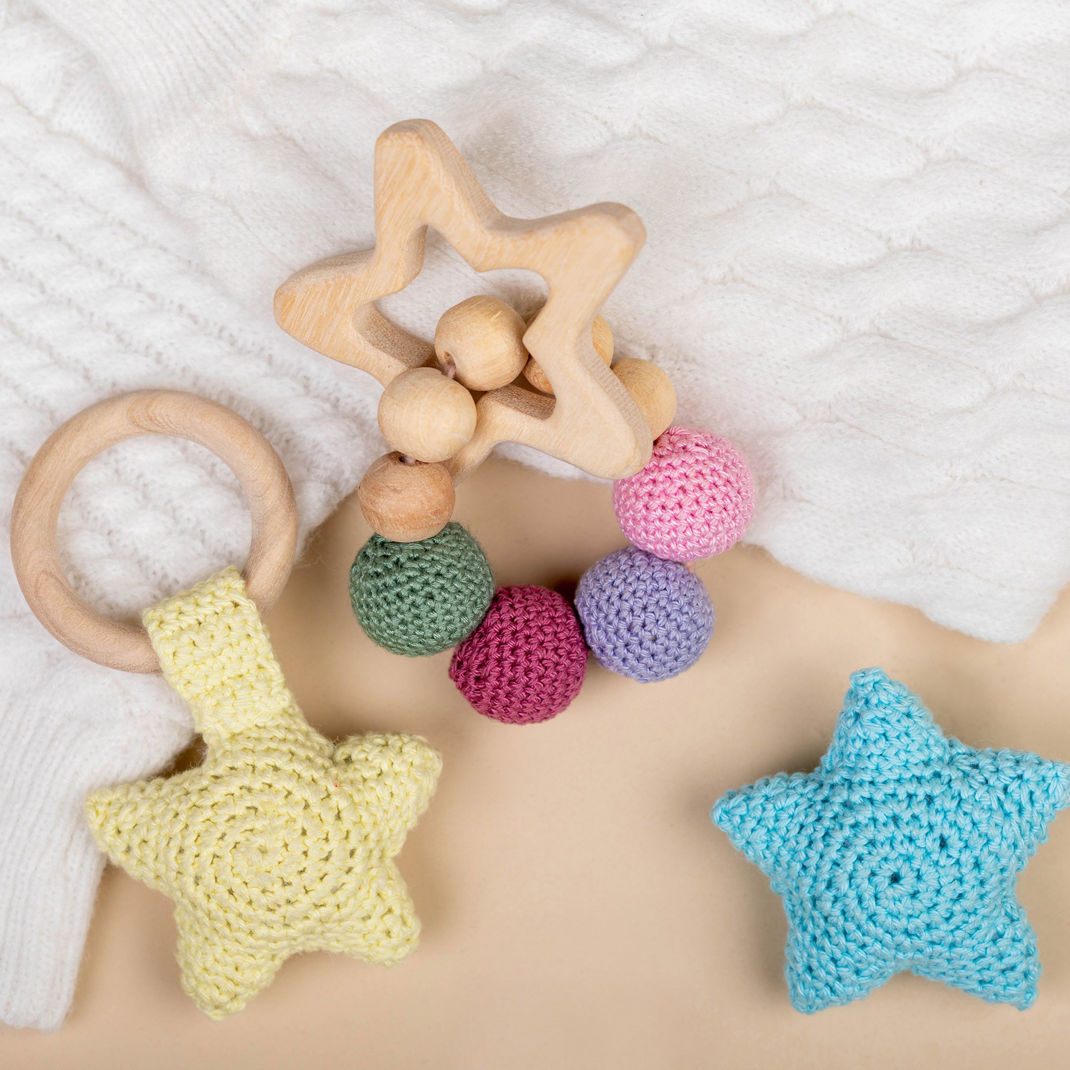 Star Rattle and Teether - Neem Wood