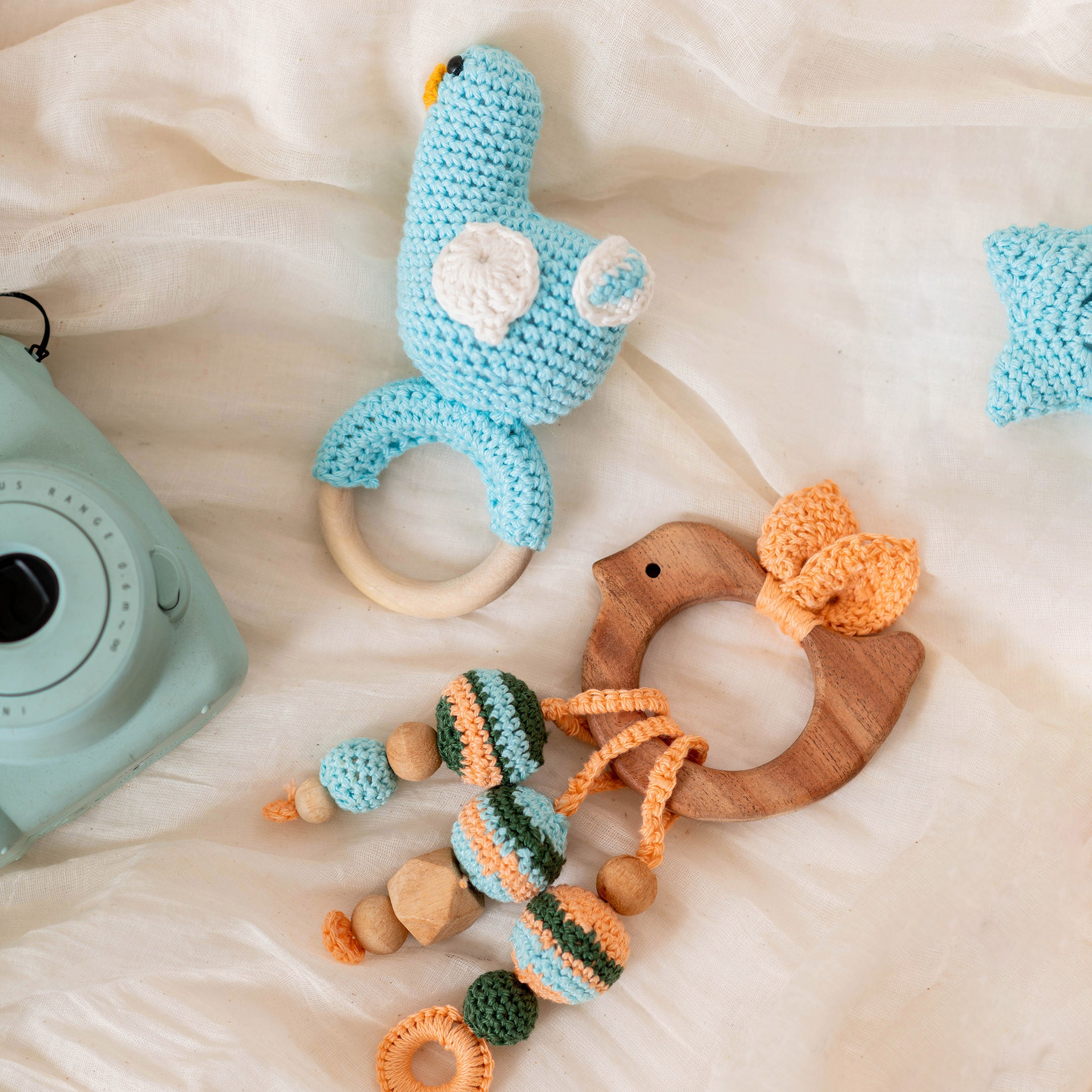 Bird Rattle and Teether - Neem Wood