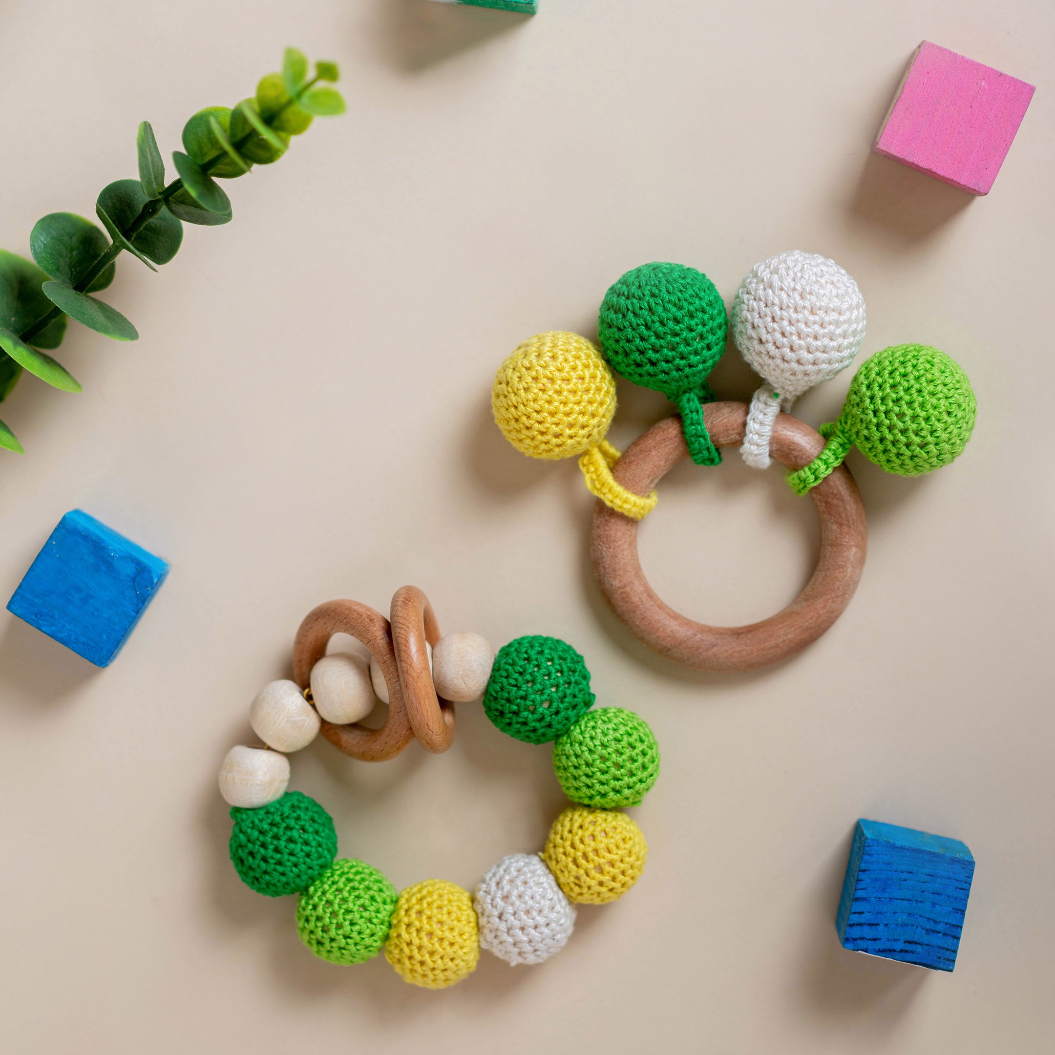 Bead Teether and Rattle - Neem Wood