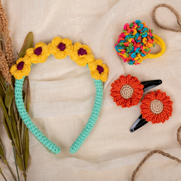 Petal Playground - Crochet Hair Band/ Flower Clip