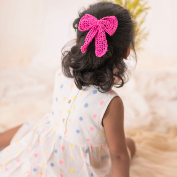 Cuddle Buds - Crochet Scrunchies/ Pink Big Bow- Gift Set
