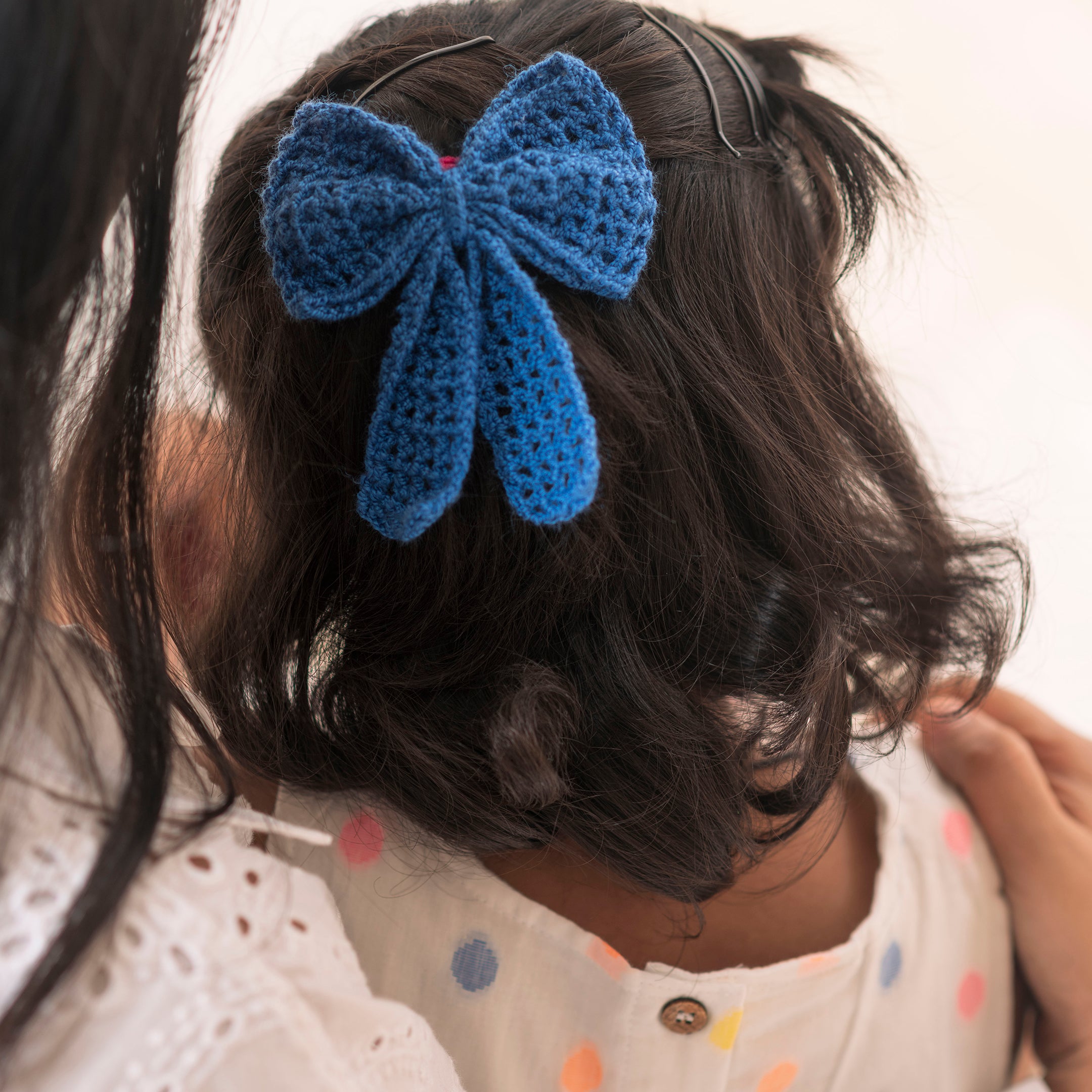 Petite Pretties - Crochet Scrunchies/ Blue Big Bow- Gift Set