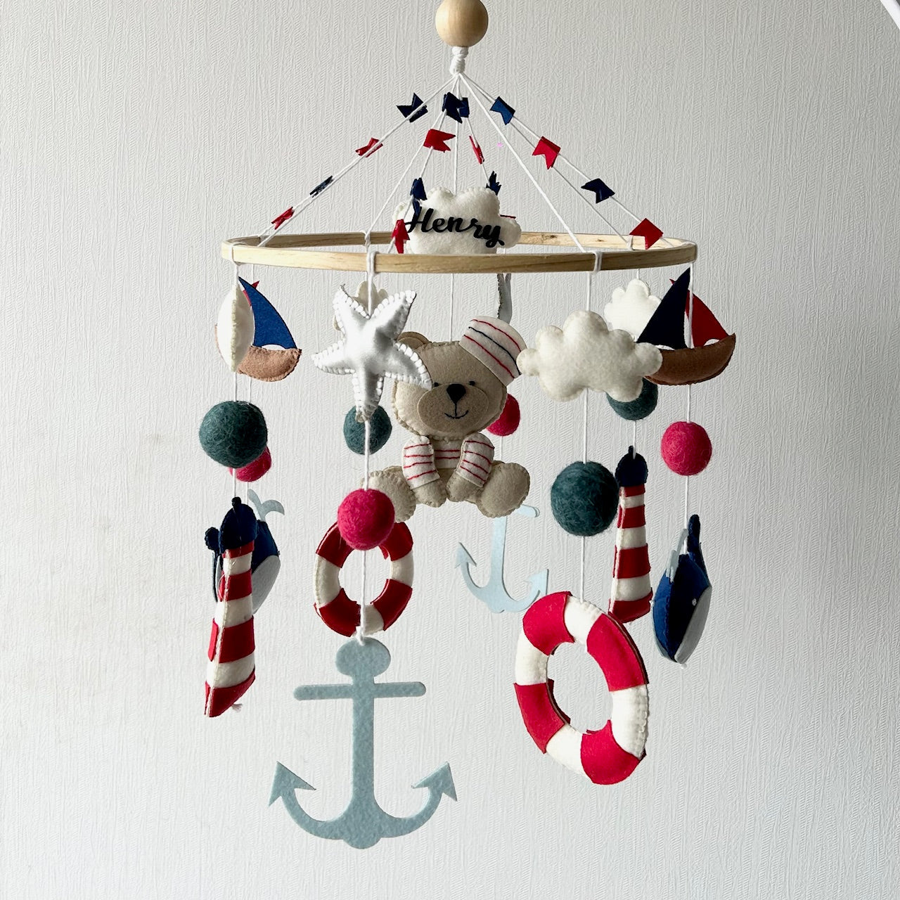 Nautical Captain Teddy - Cot / Crib Mobile