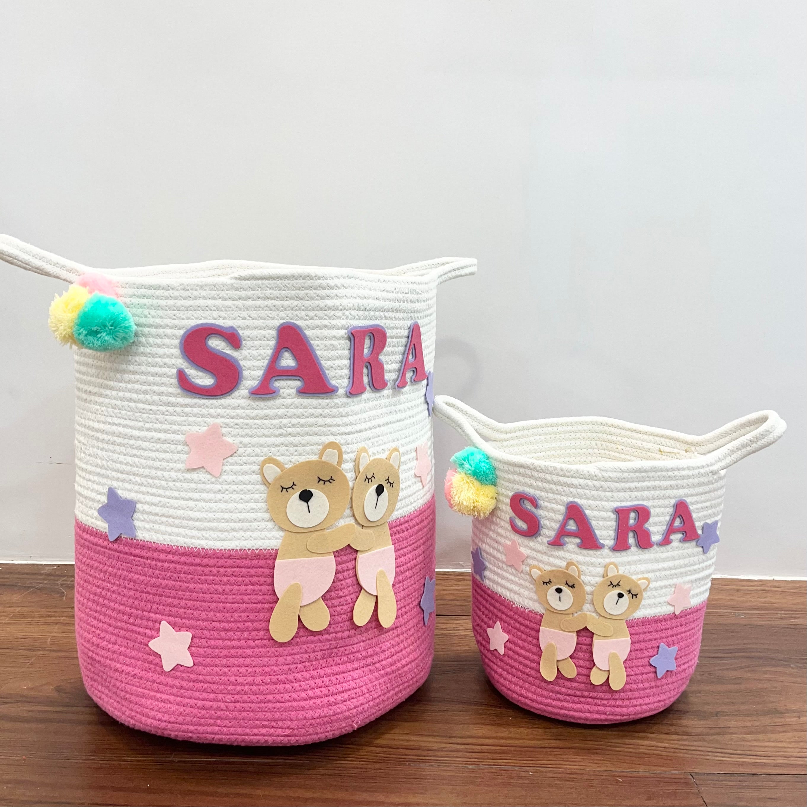 Bear Hugs - Jute Cotton Storage Basket