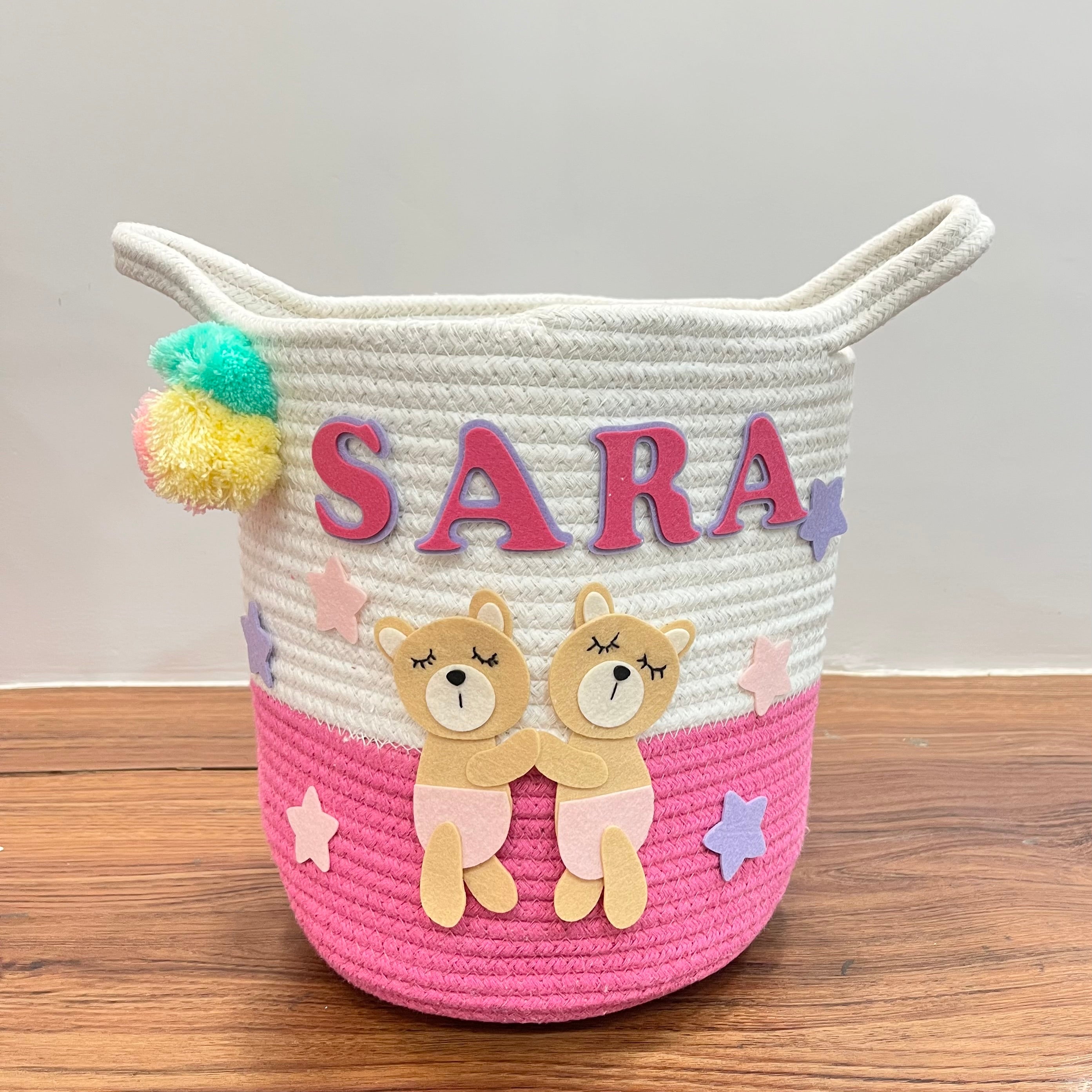 Bear Hugs - Jute Cotton Storage Basket