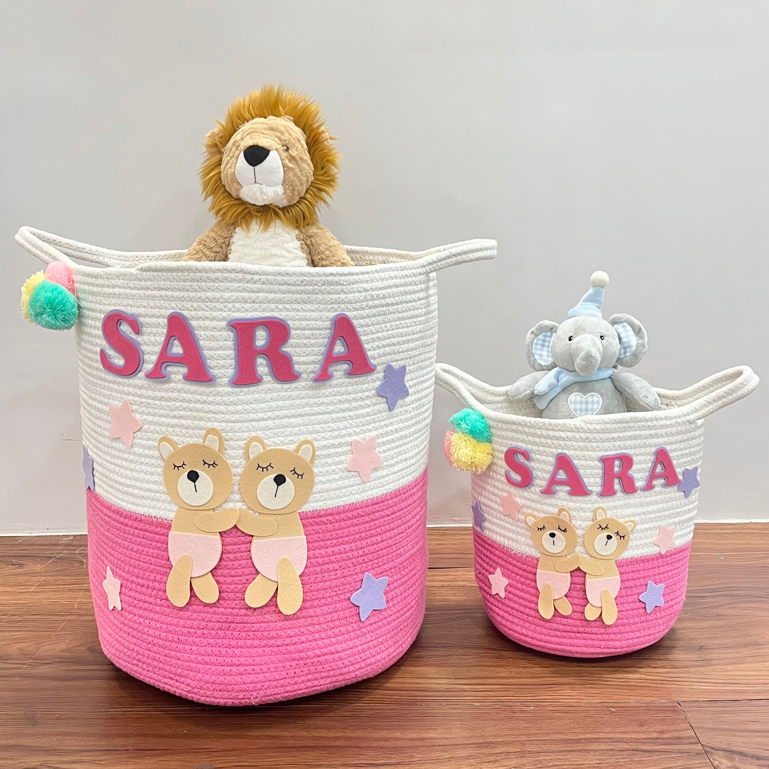 Bear Hugs - Jute Cotton Storage Basket