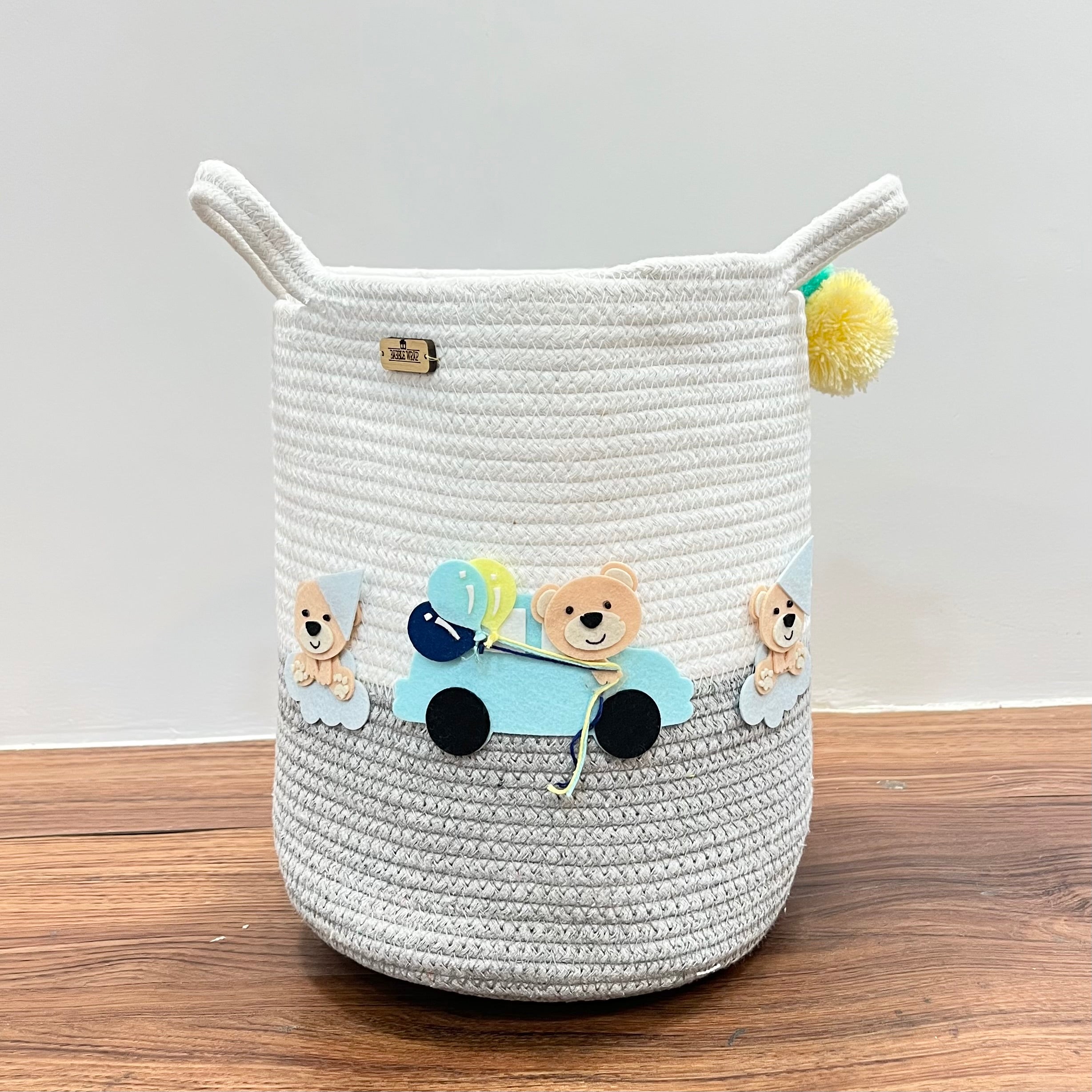 Bear's Joyride - Jute Cotton Storage Basket