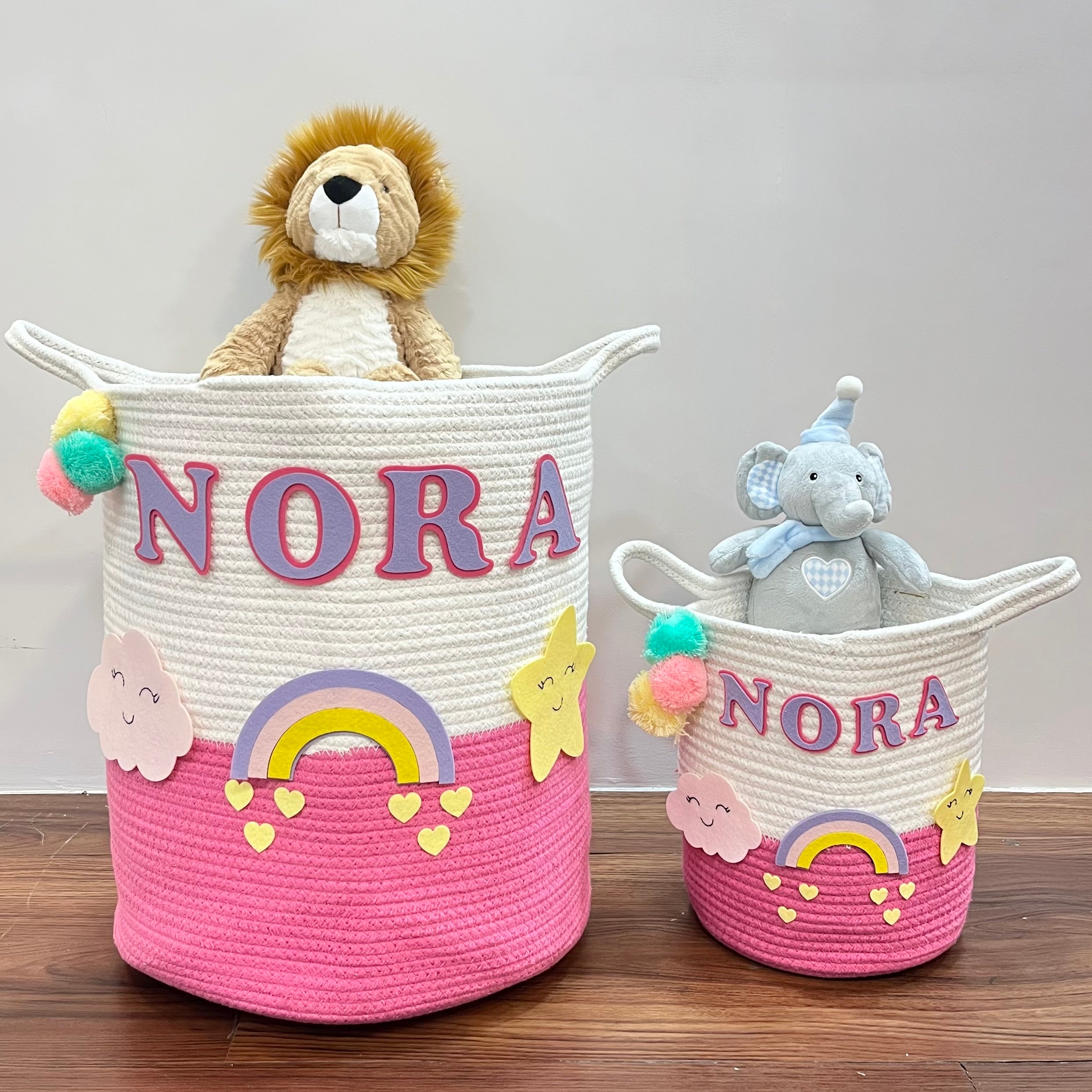 Rainbow Radiance - Jute Cotton Storage Basket