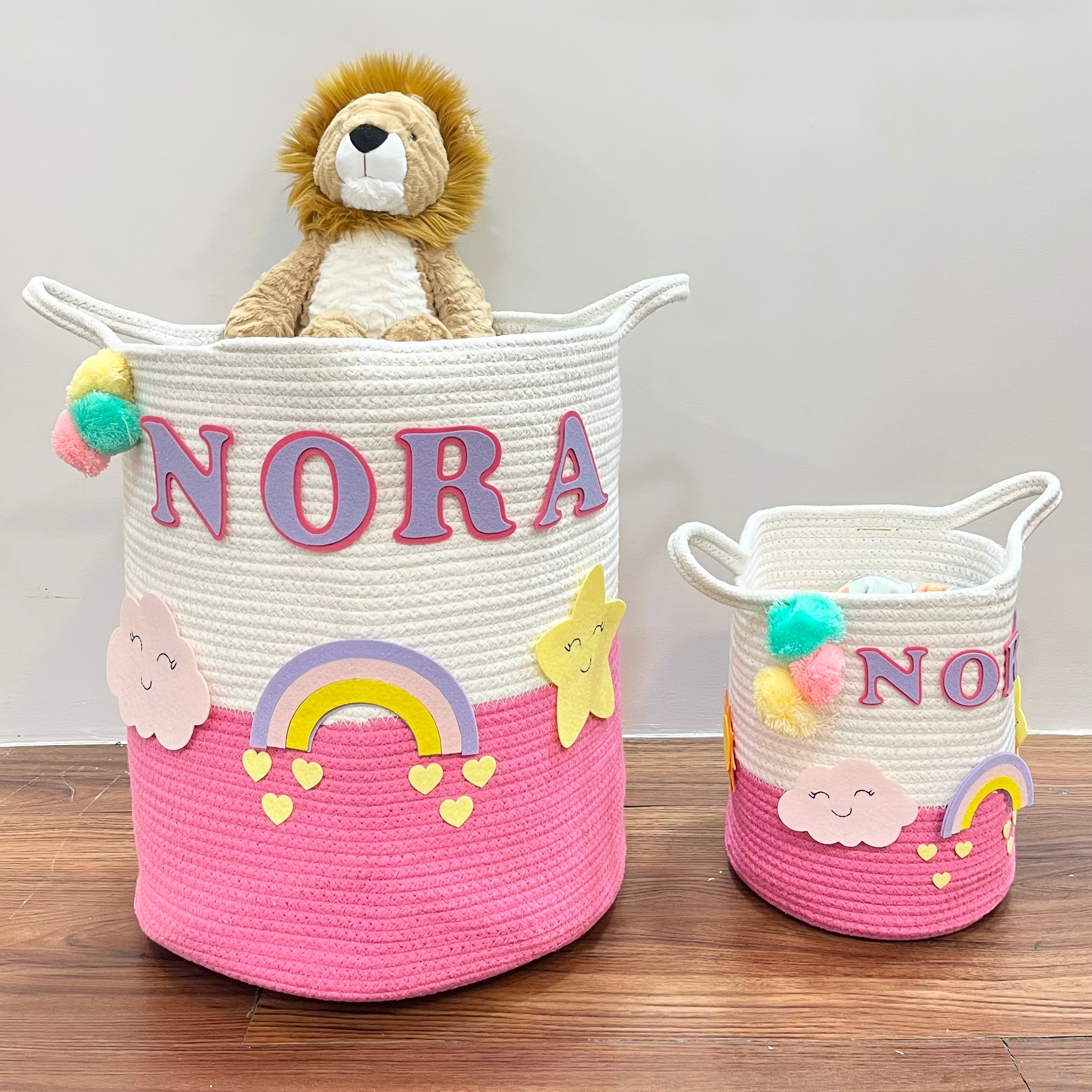 Rainbow Radiance - Jute Cotton Storage Basket