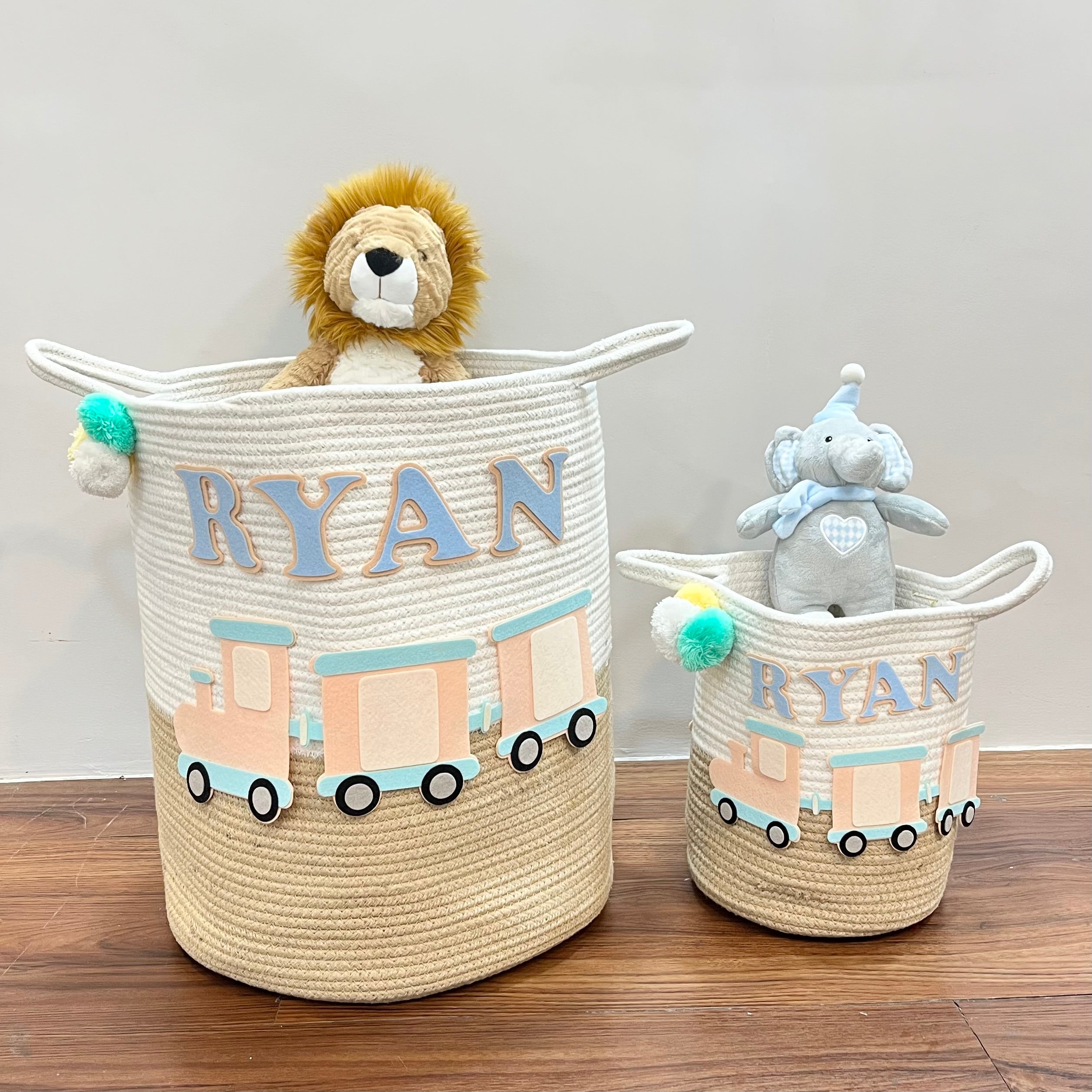 Choo Choo Train Treasures - Jute Cotton Storage Basket