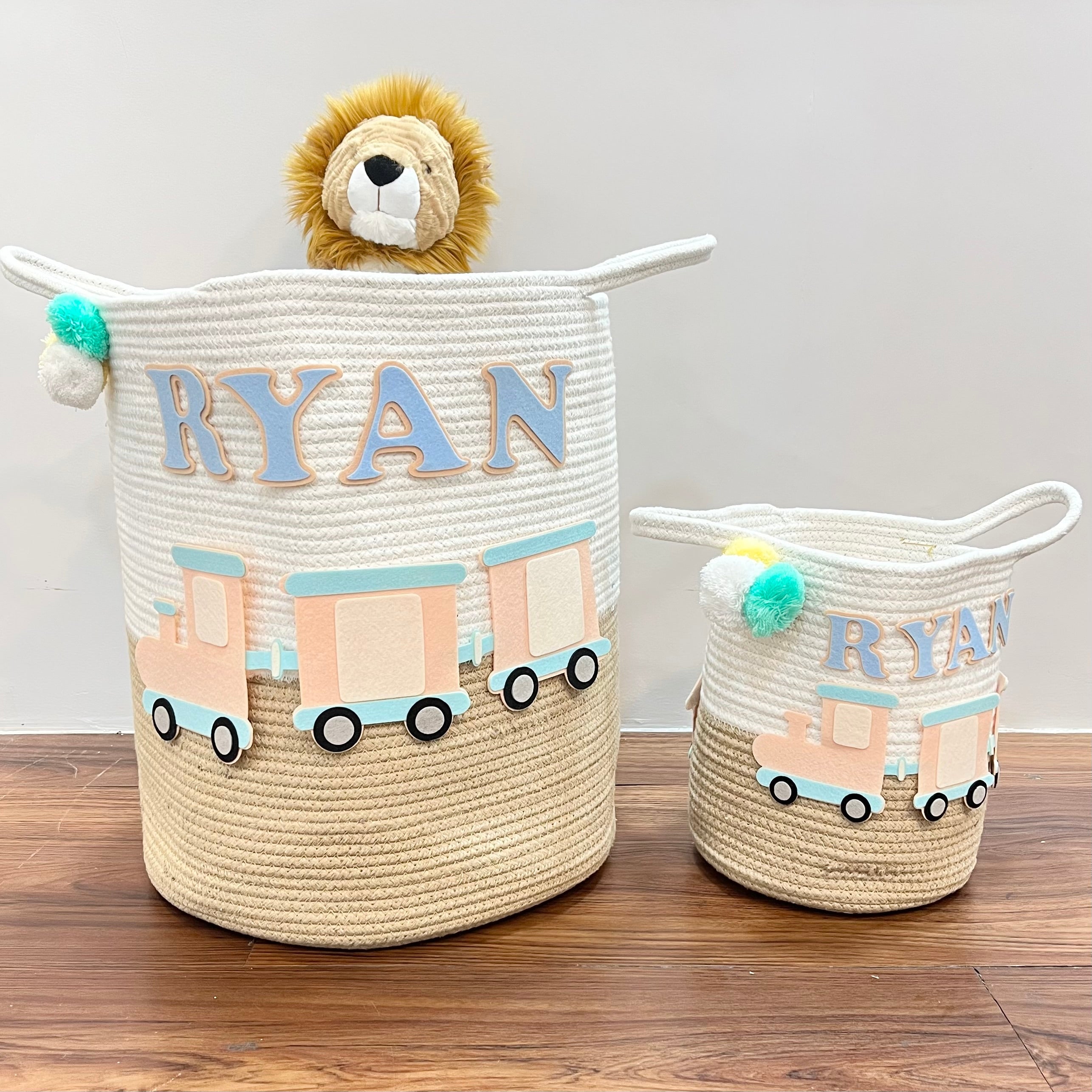 Choo Choo Train Treasures - Jute Cotton Storage Basket