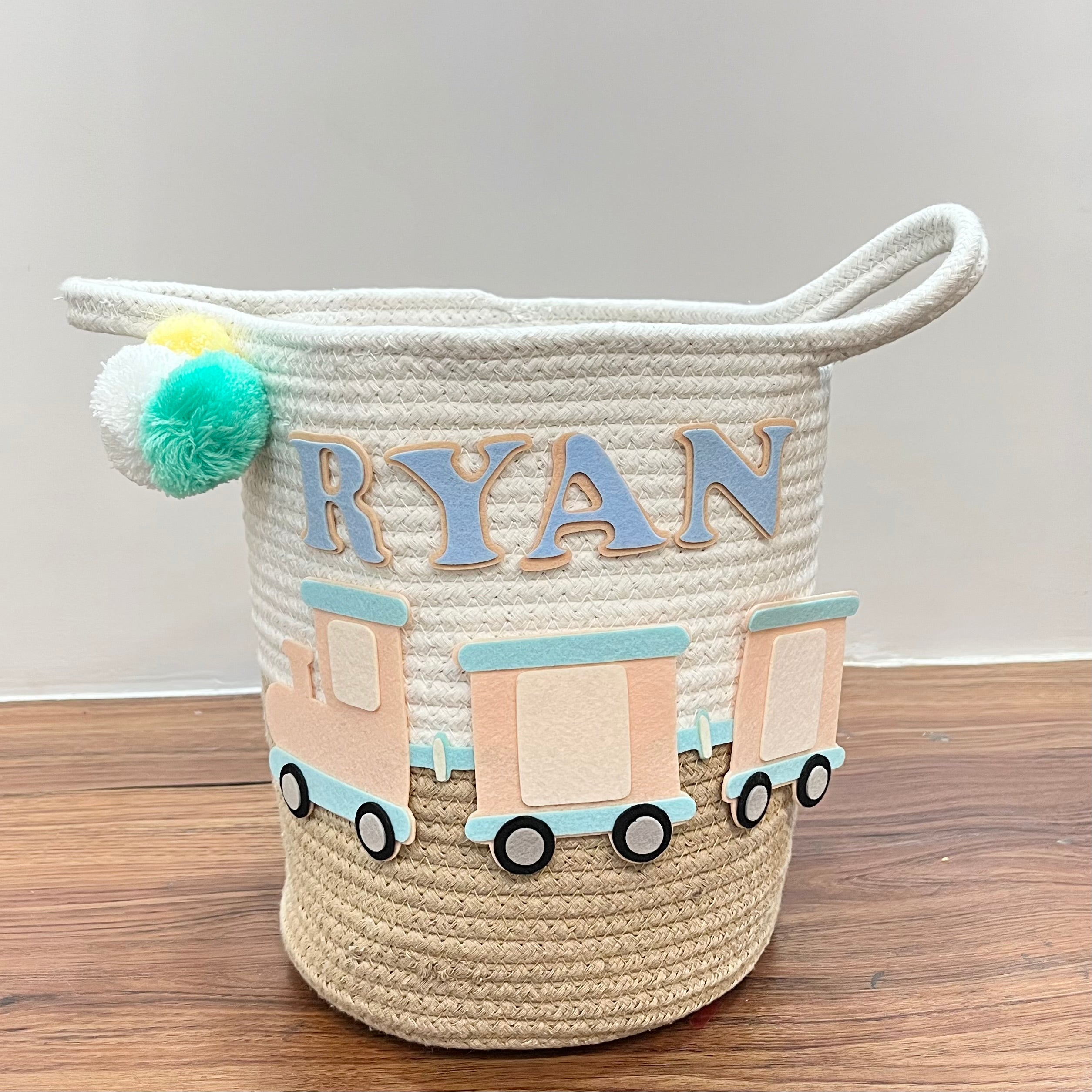 Choo Choo Train Treasures - Jute Cotton Storage Basket