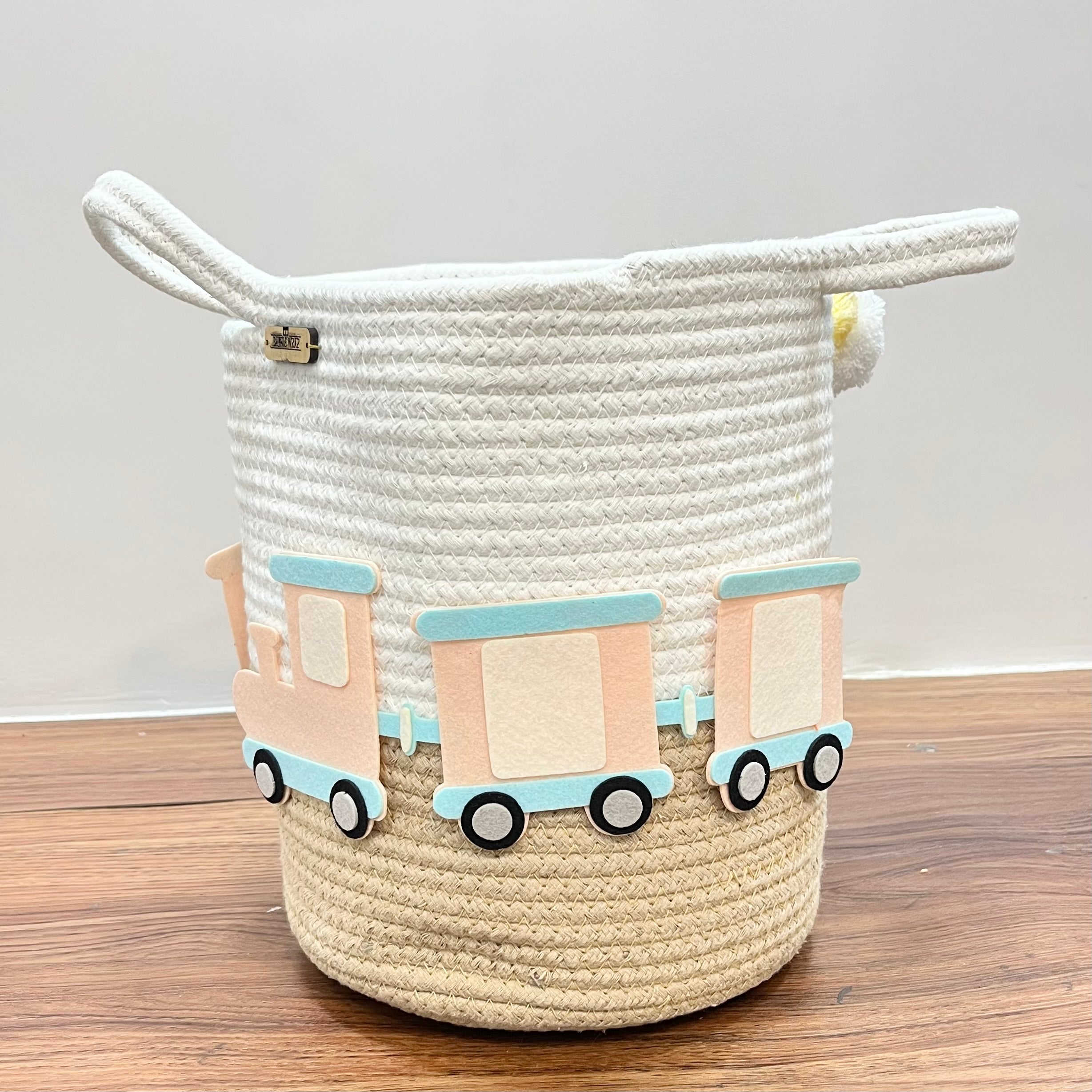 Choo Choo Train Treasures - Jute Cotton Storage Basket