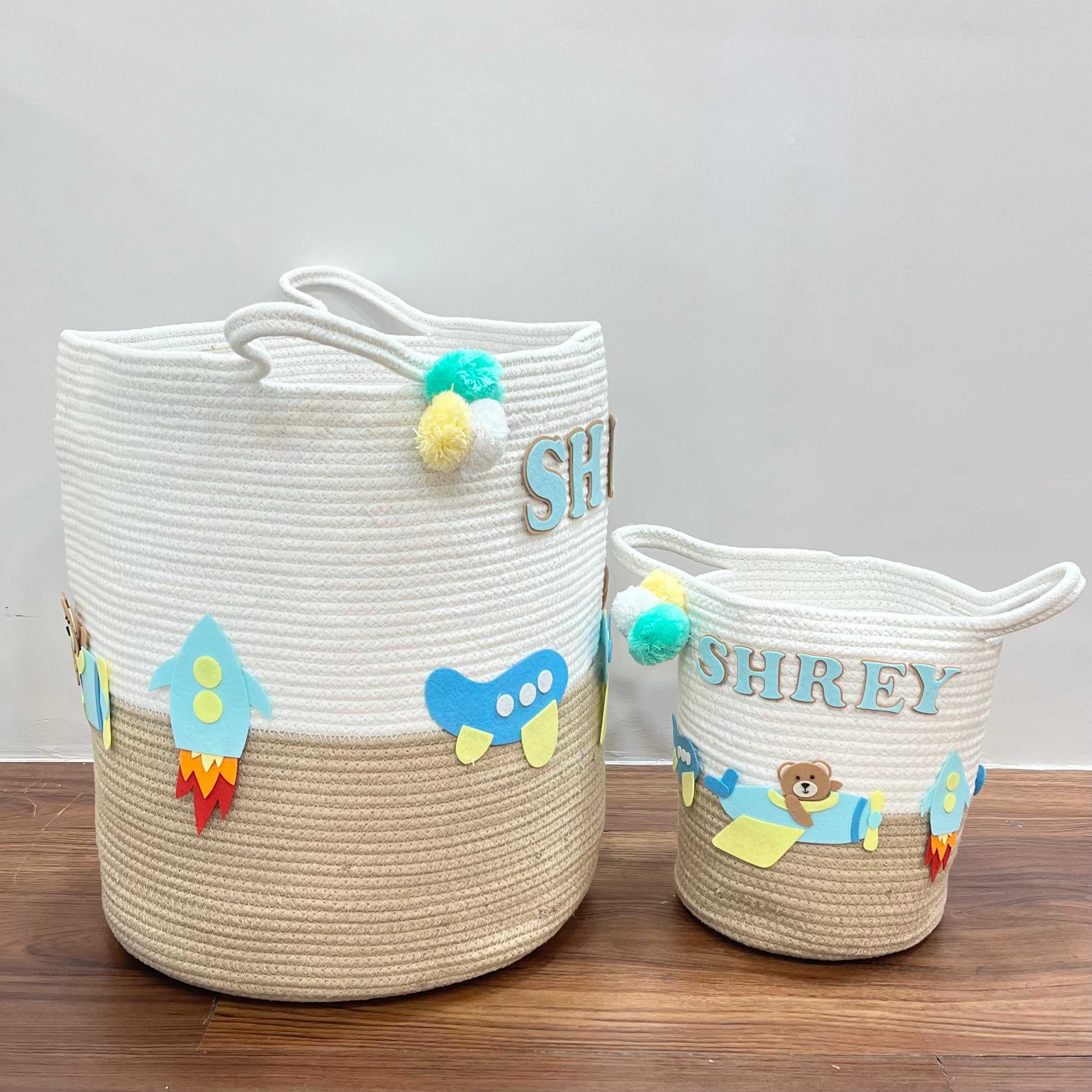 Skybound Teddy - Jute Cotton Storage Basket