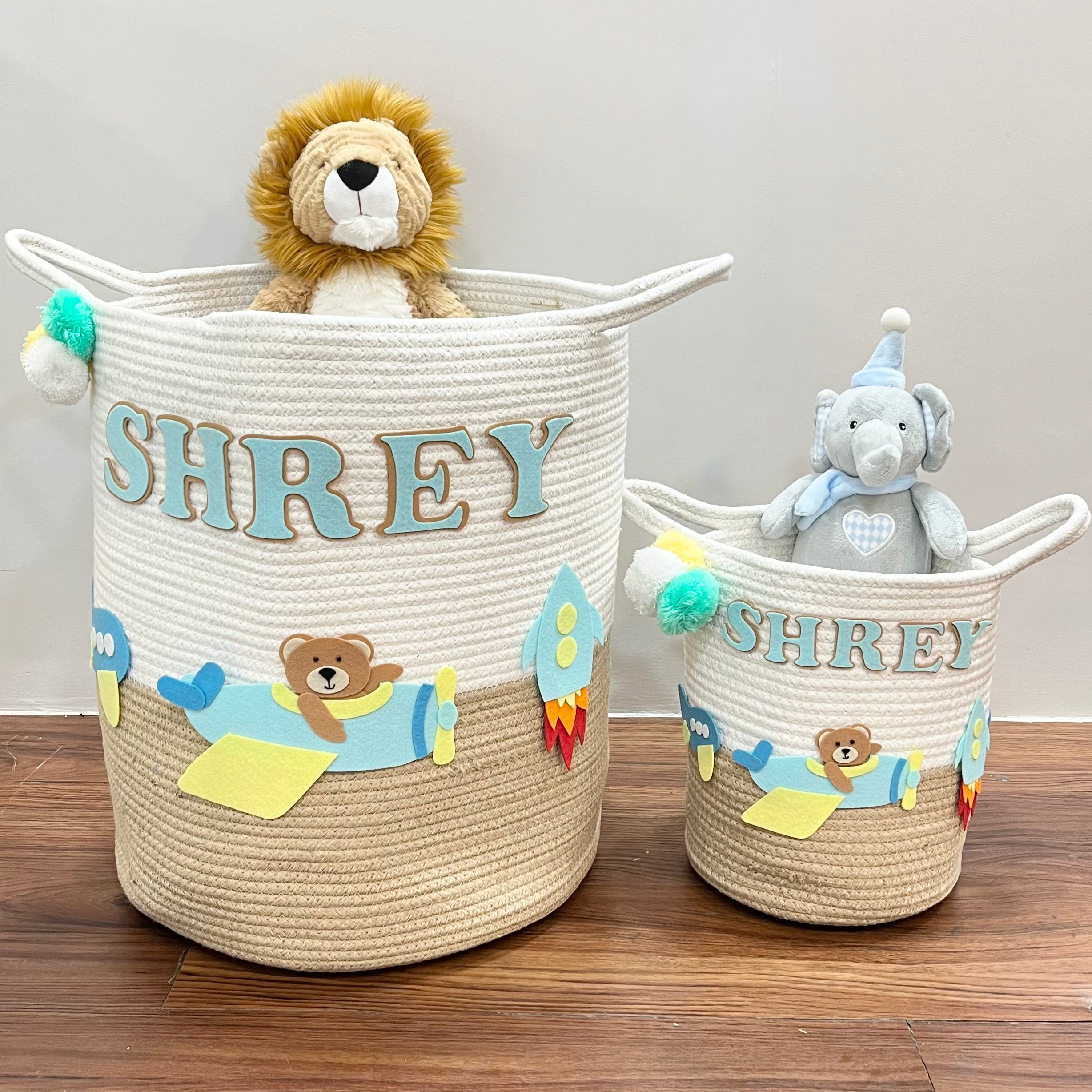 Skybound Teddy - Jute Cotton Storage Basket