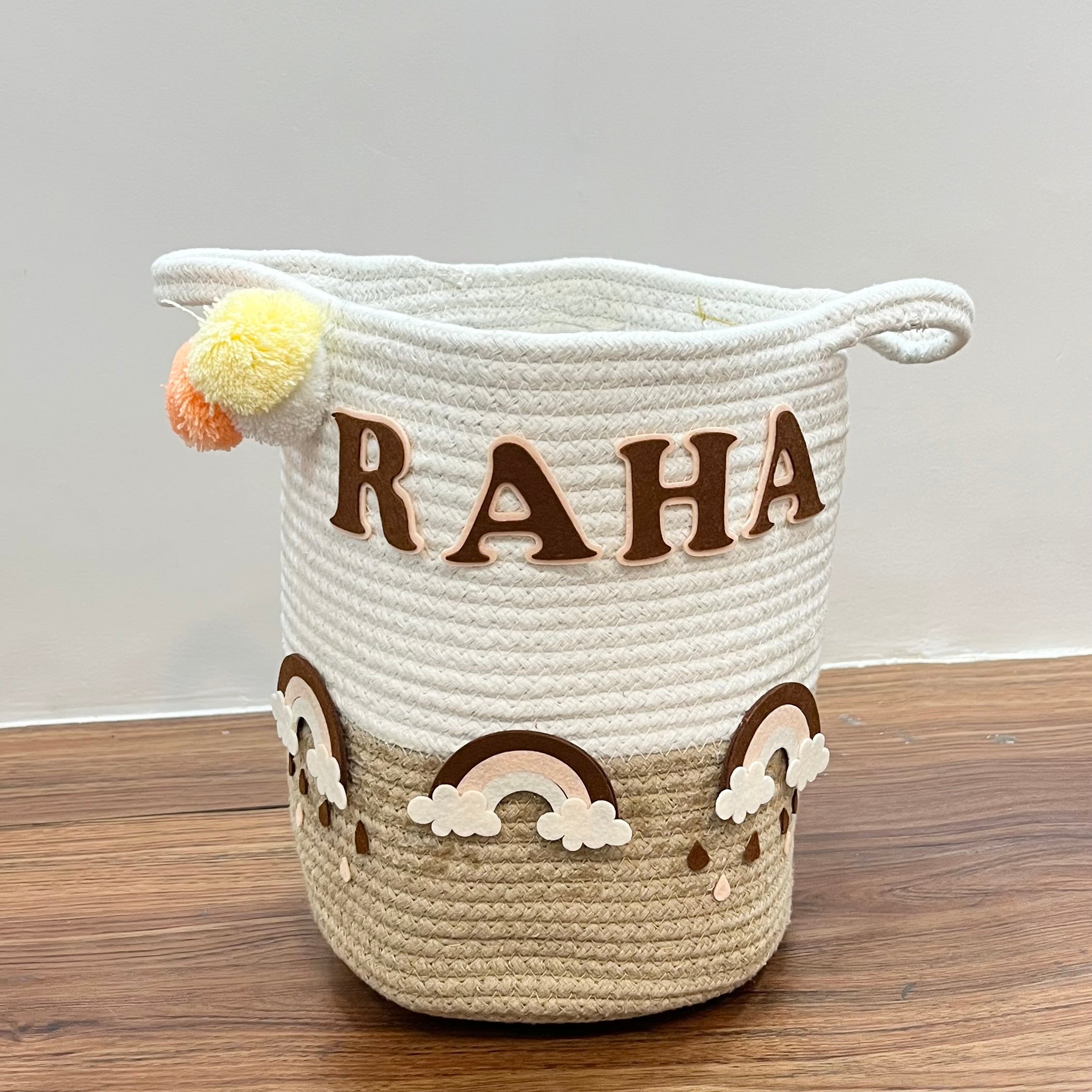 Rainbow Raindrops - Jute Cotton Storage Basket