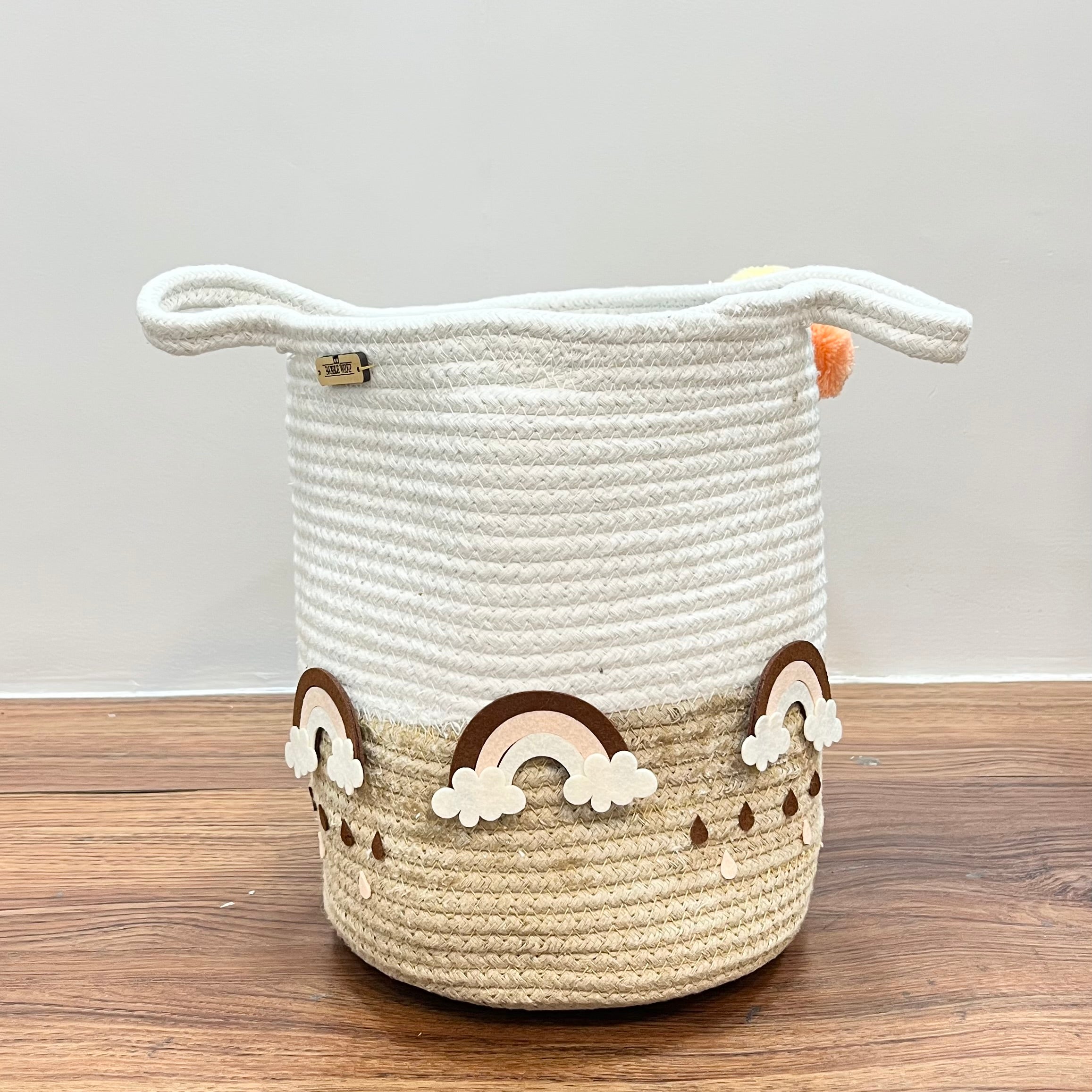 Rainbow Raindrops - Jute Cotton Storage Basket