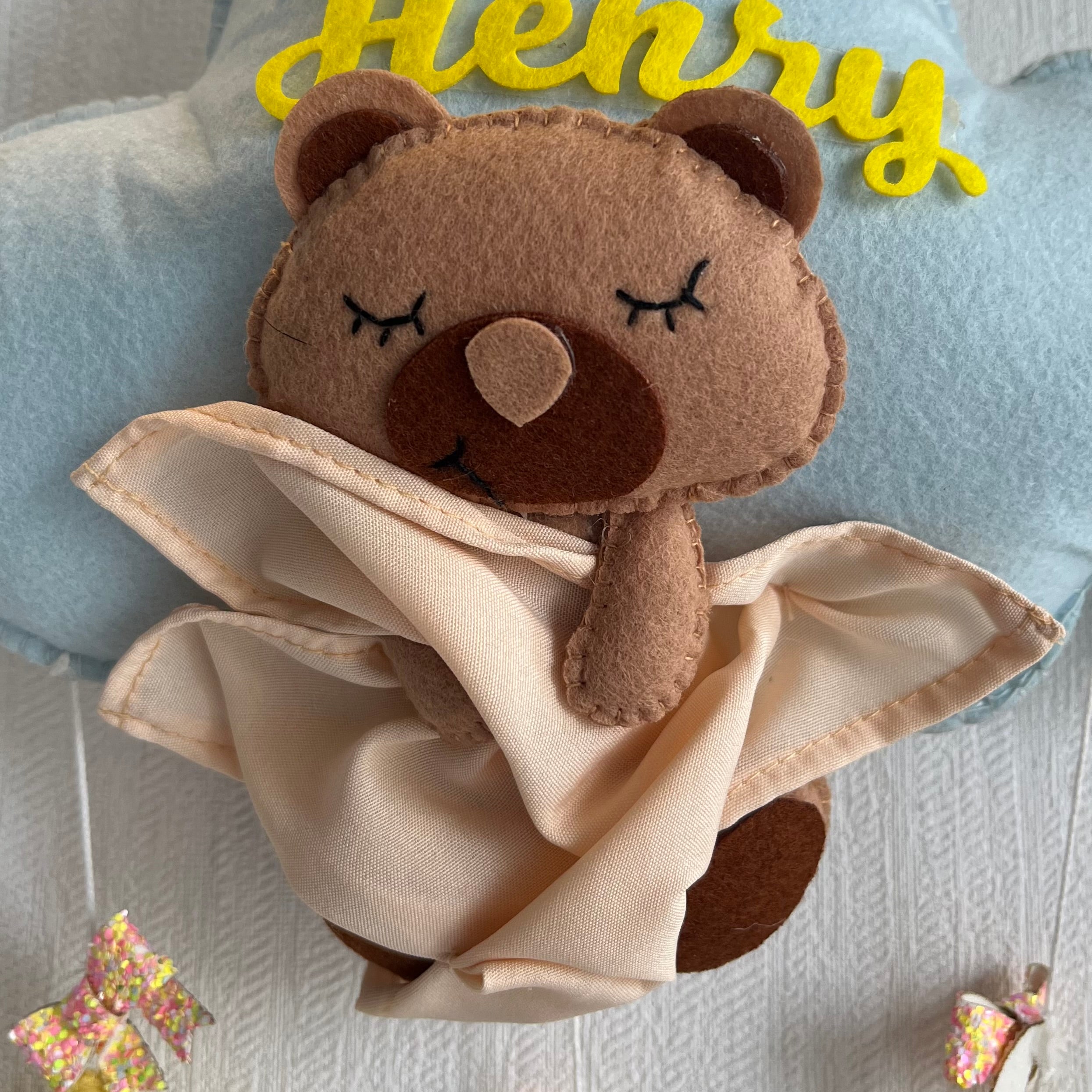 Bear Hug's Blanket Name Hanging