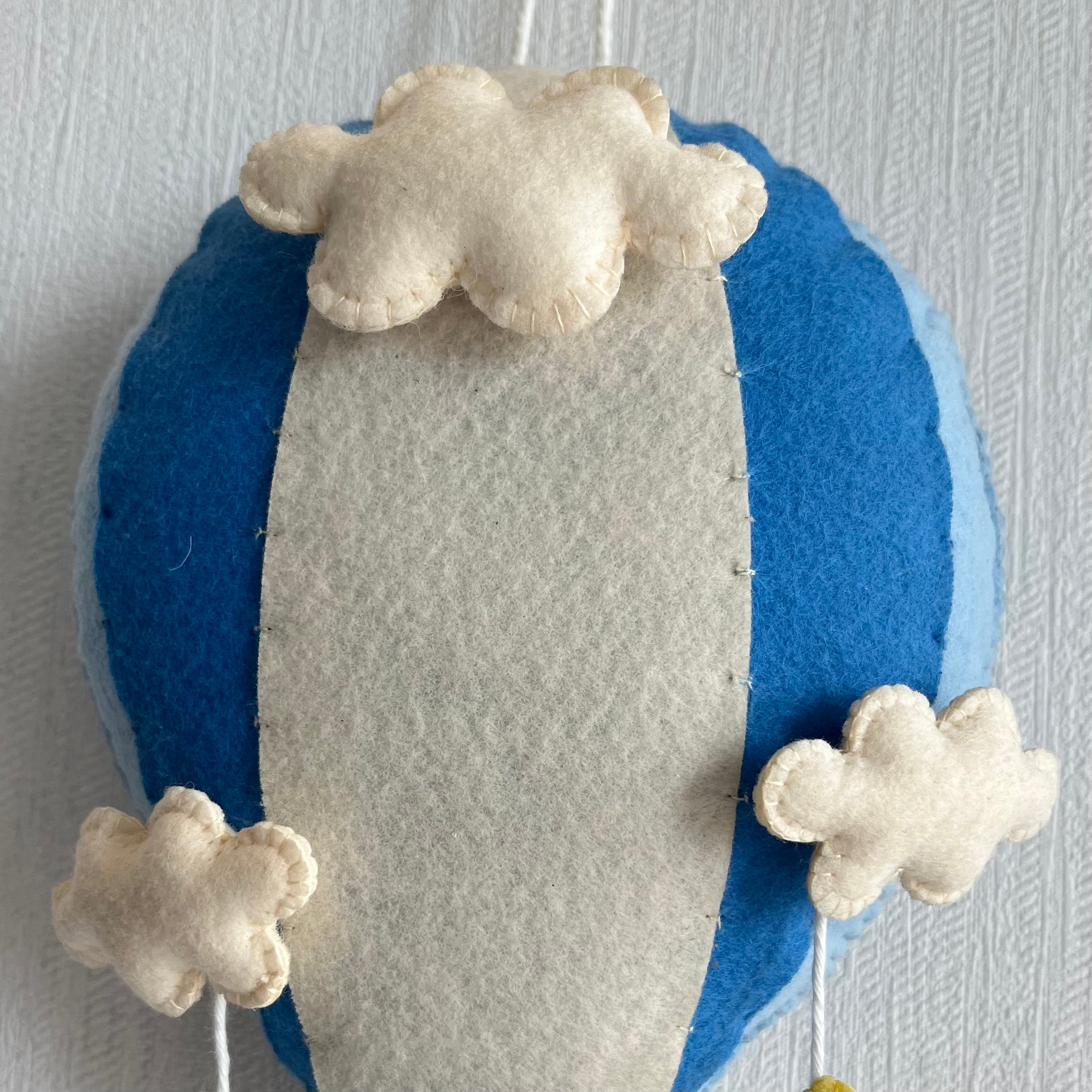 Brown Teddy in a Hot Air Balloon Name Hanging