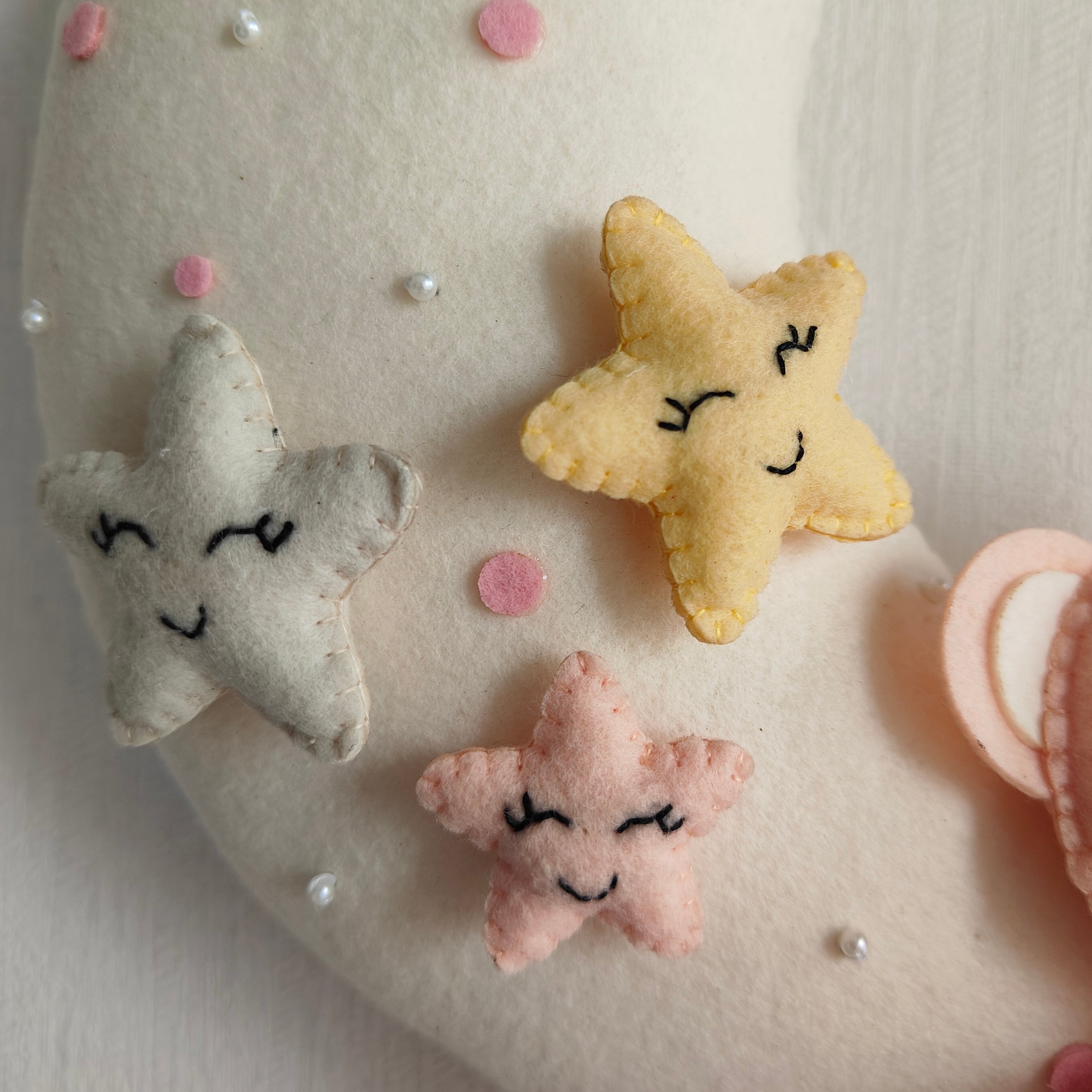 Pink Teddy On a Moon Name Hanging