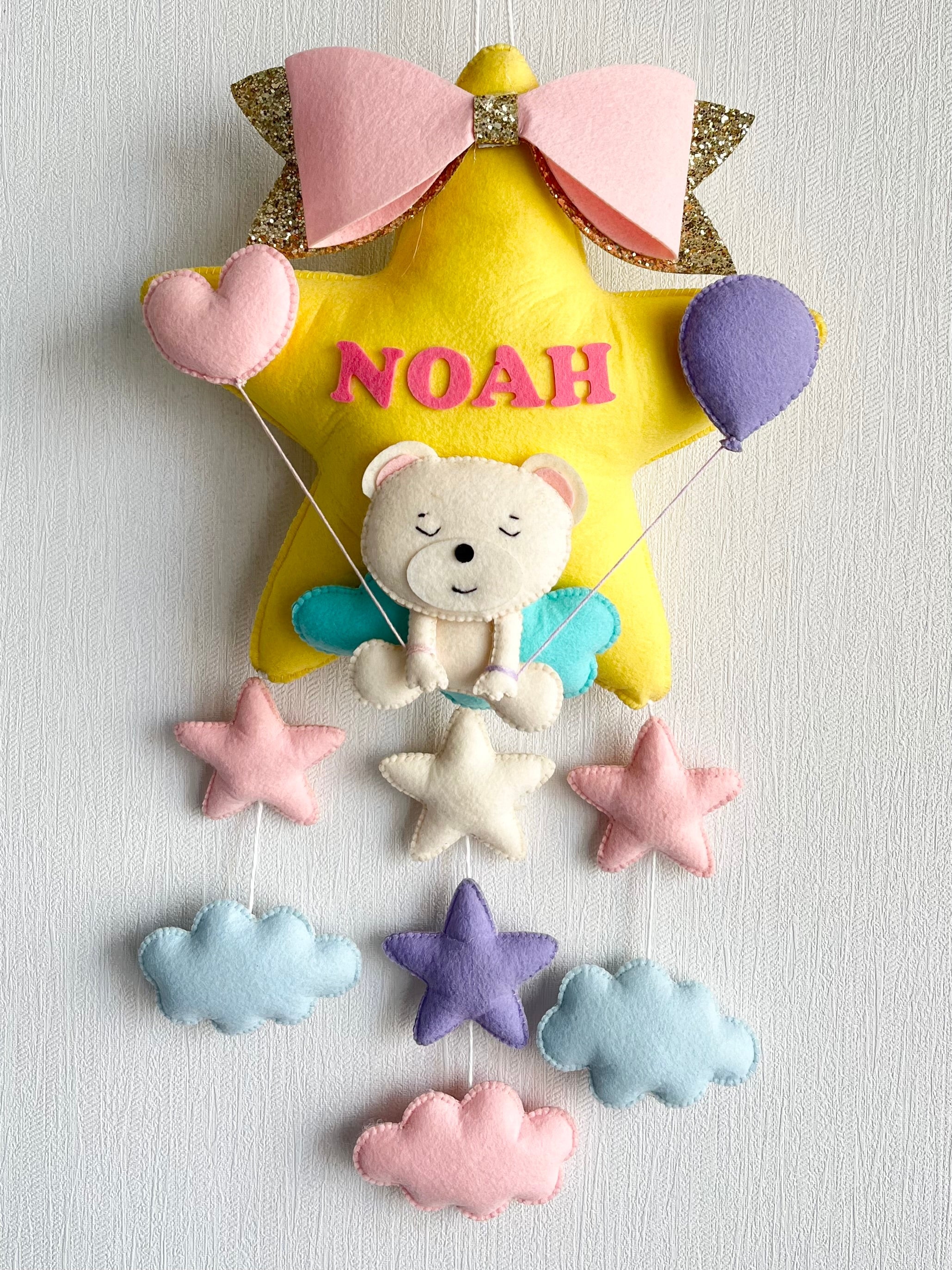 Teddy on a Star Name Hanging