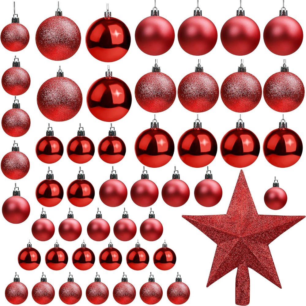 Bauble Kit with Tree Top Star- Berry Red - 50 pcs