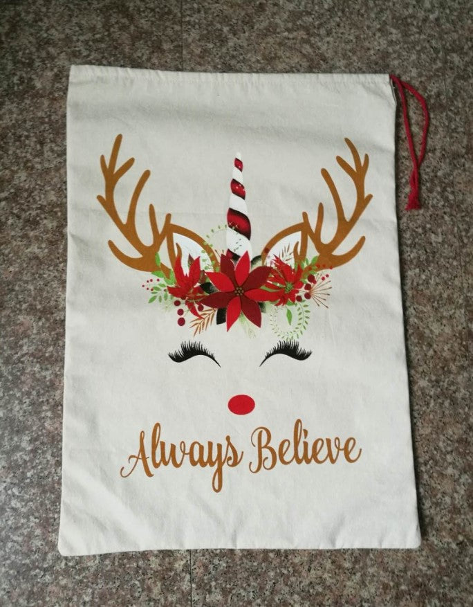 Christmas Sacks- Reindeer Unicorn