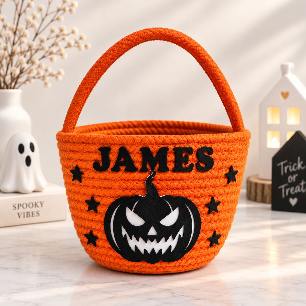 Personalised Boo Pumpkin Treasure Basket